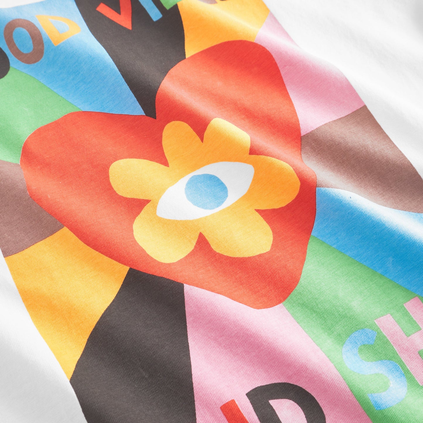T-shirt en coton bio | blanc "vadstena good vibes white"