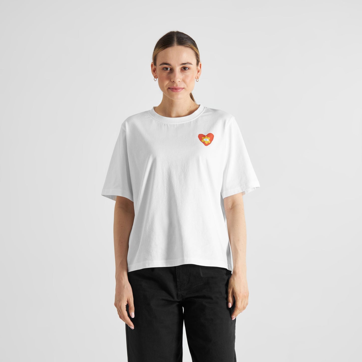 T-shirt en coton bio | blanc "vadstena good vibes white"