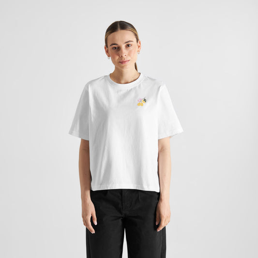 T-shirt en coton bio | blanc "vadstena lemon branch white"
