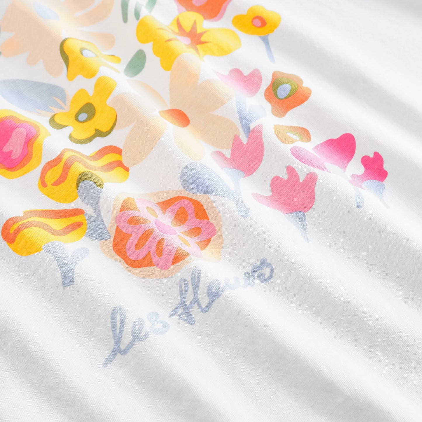 T-shirt en coton bio | blanc " vadstena les fleurs white"