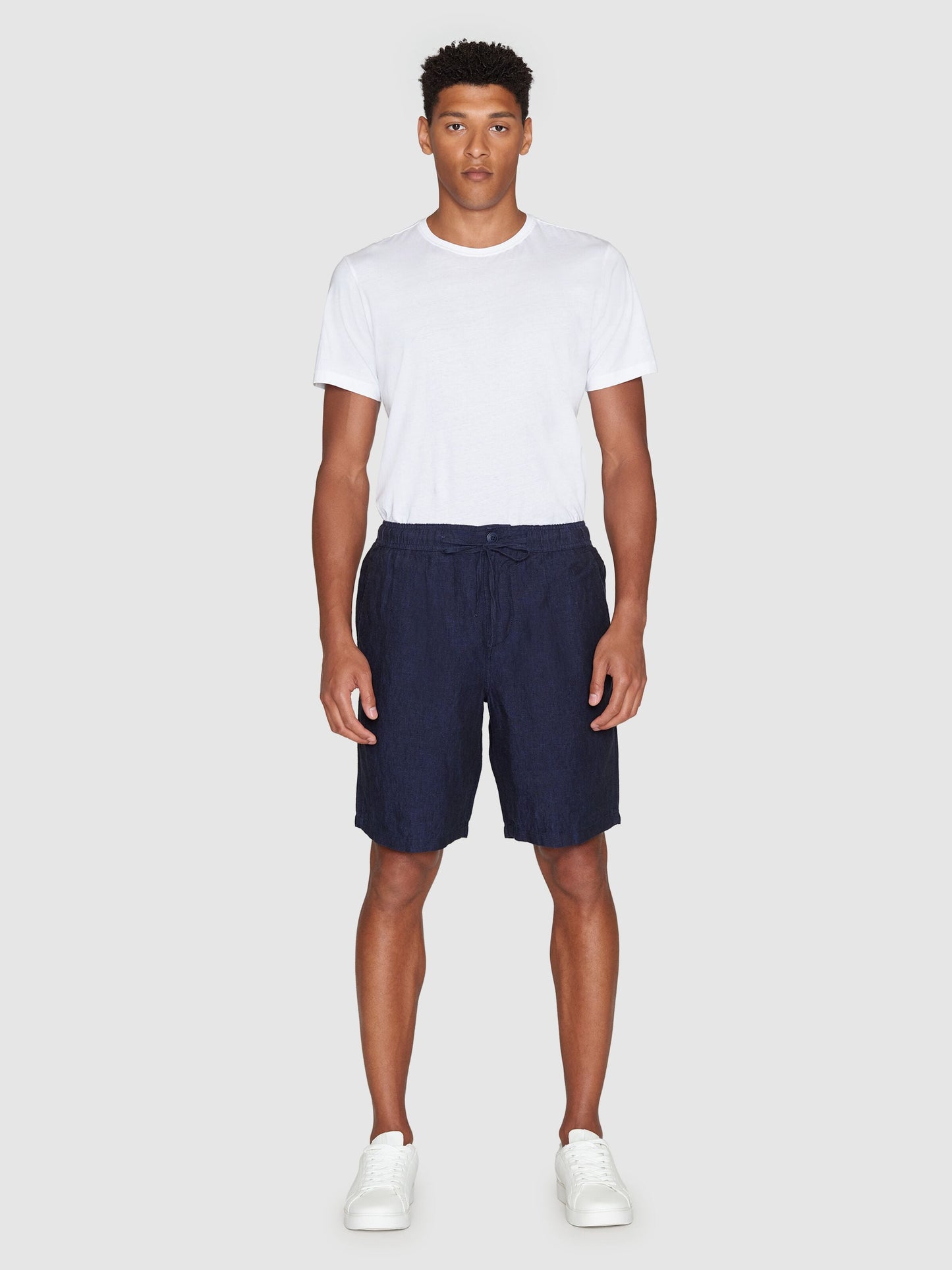 Short en lin bio | marine "fig loose linen shorts - total eclipse"