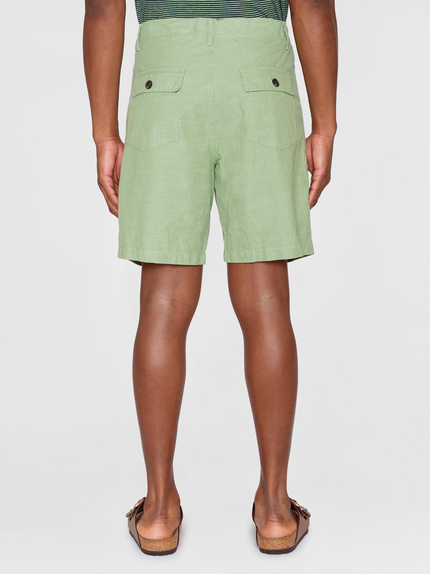 Short en coton bio | vert "flint wide slub yarn shorts shale green"