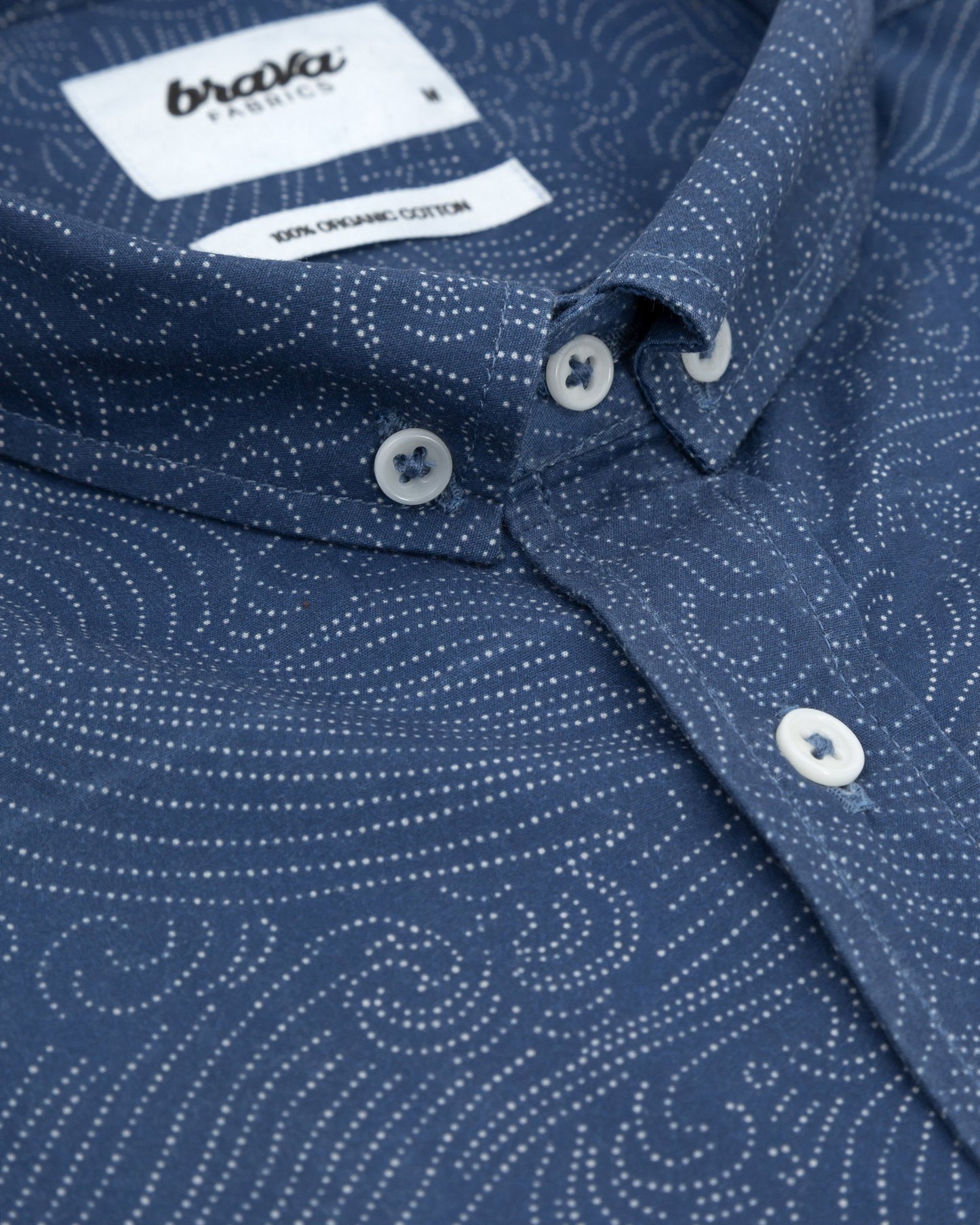 Chemise bleue à imprimés blancs en coton bio - Windy Night