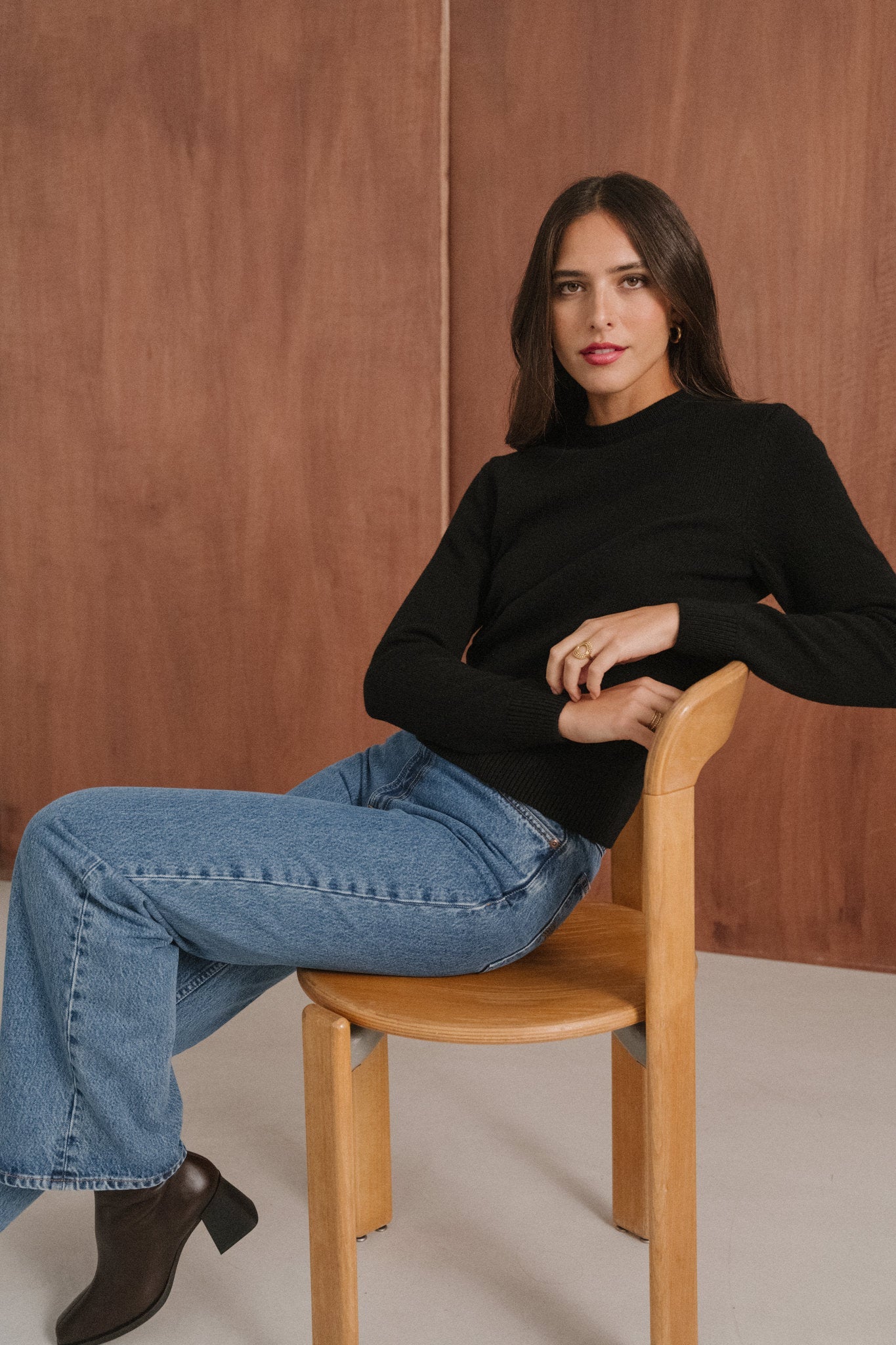 Pull droit en laine mérinos recyclée | noir