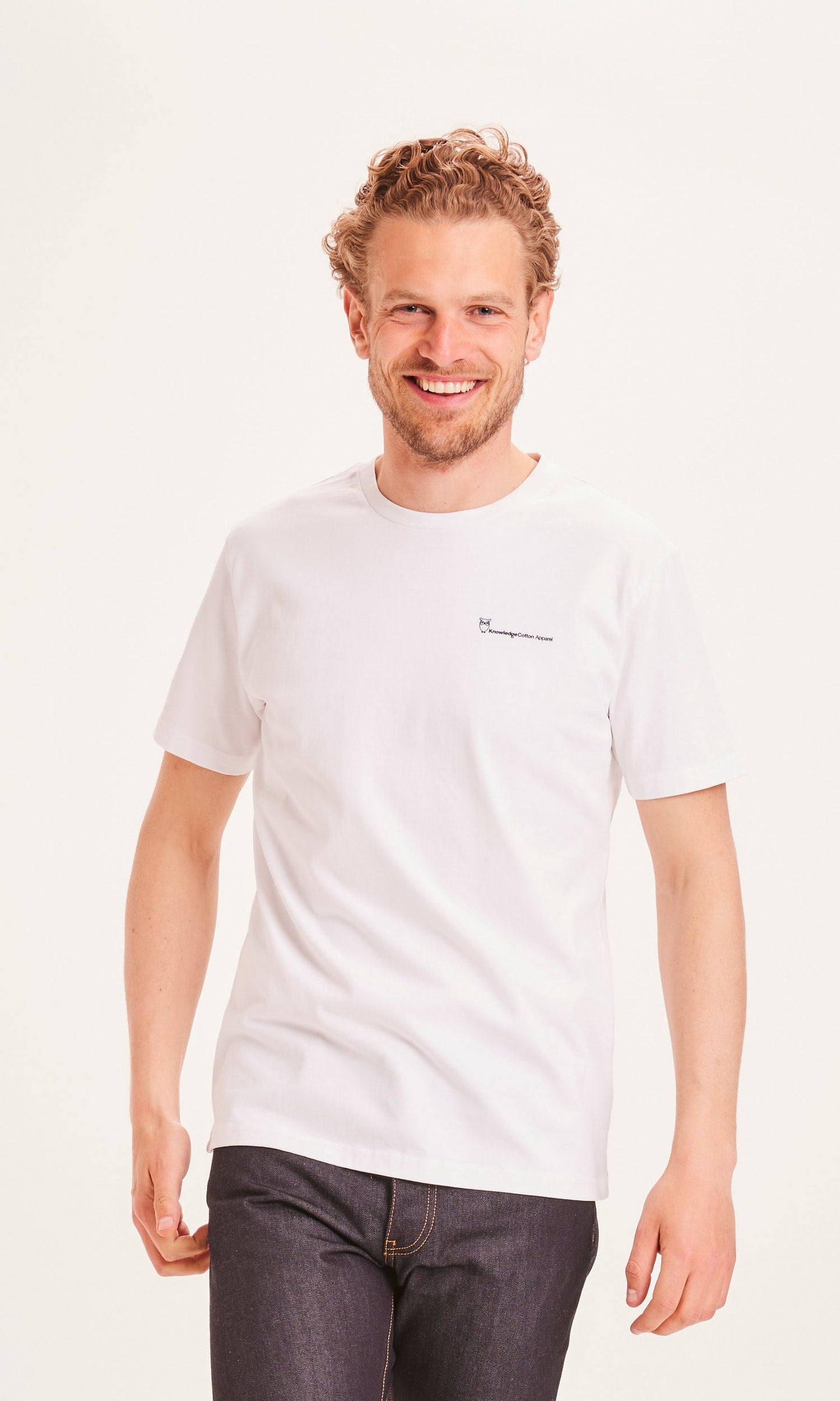 T-shirt blanc avec logo en coton bio - ALDER Bright White