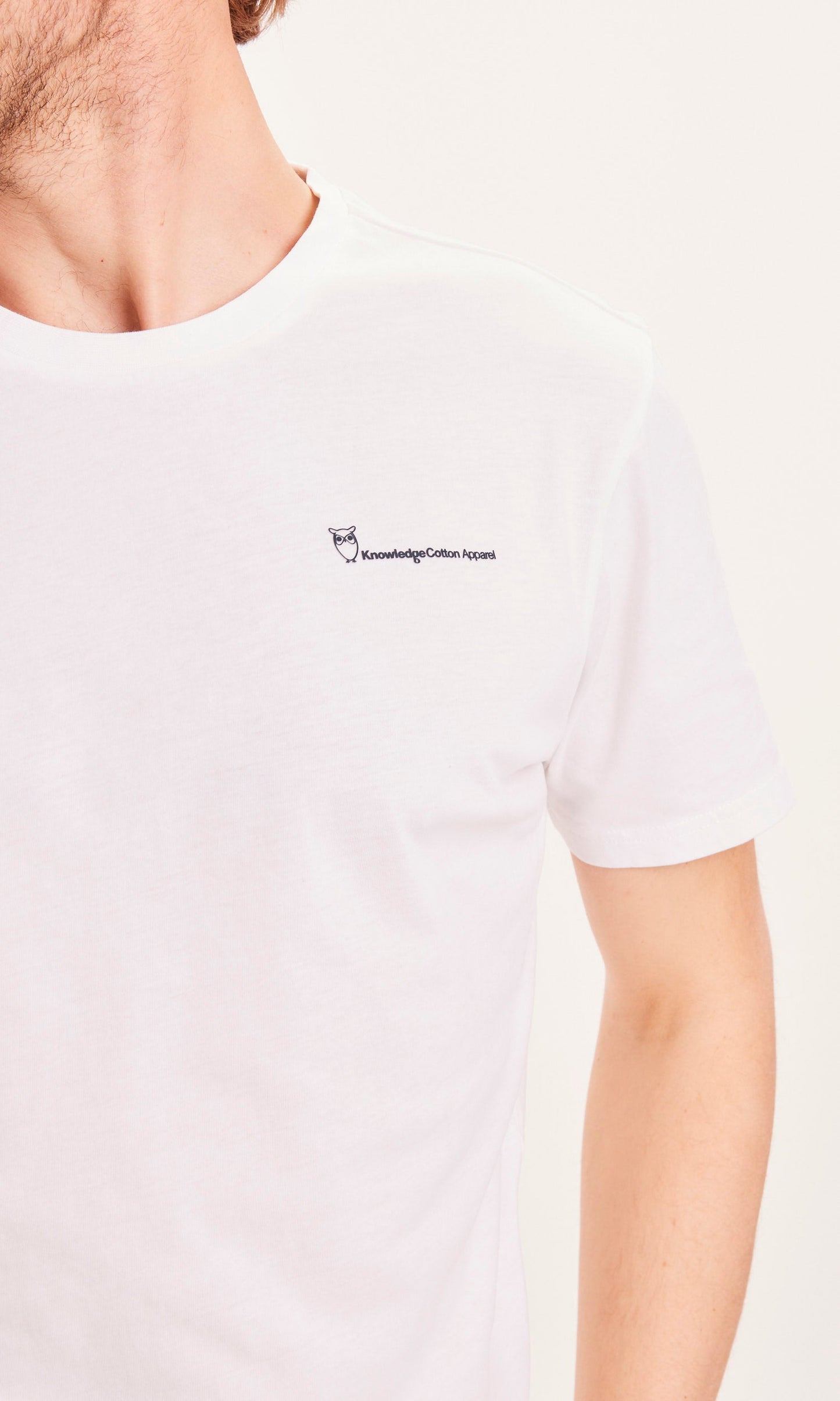 T-shirt blanc imprimé en coton bio - ALDER The Green Wave bright white