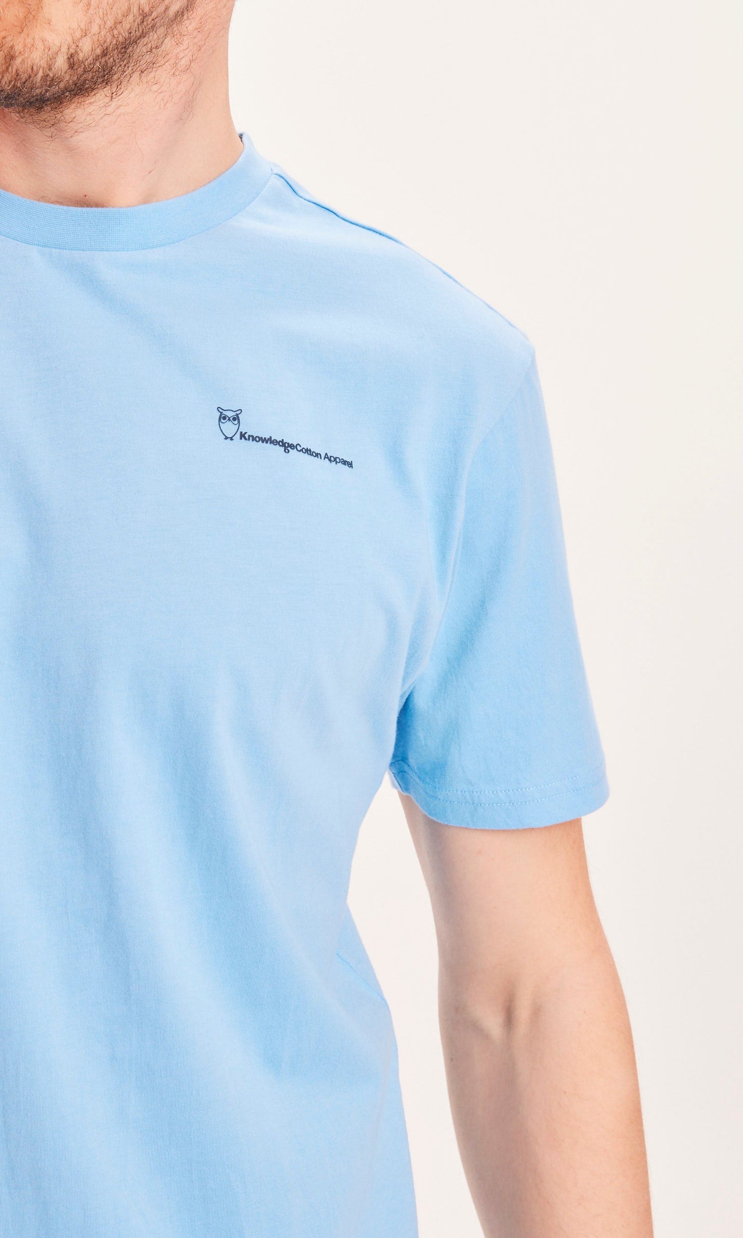 T-shirt bleu ciel à imprimé en coton bio -ALDER The Green Wave alaskan blue