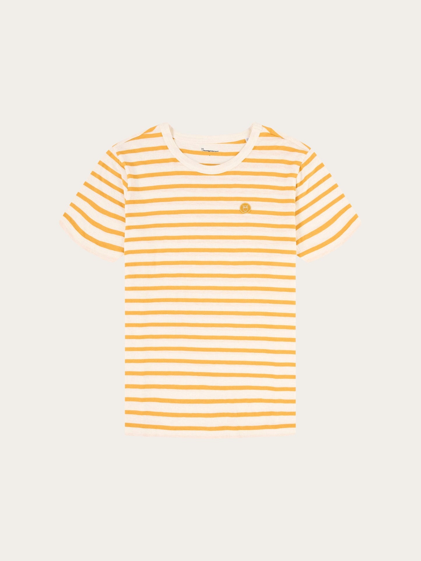 T-shirt jaune rayé en coton bio - alder slub honey gold