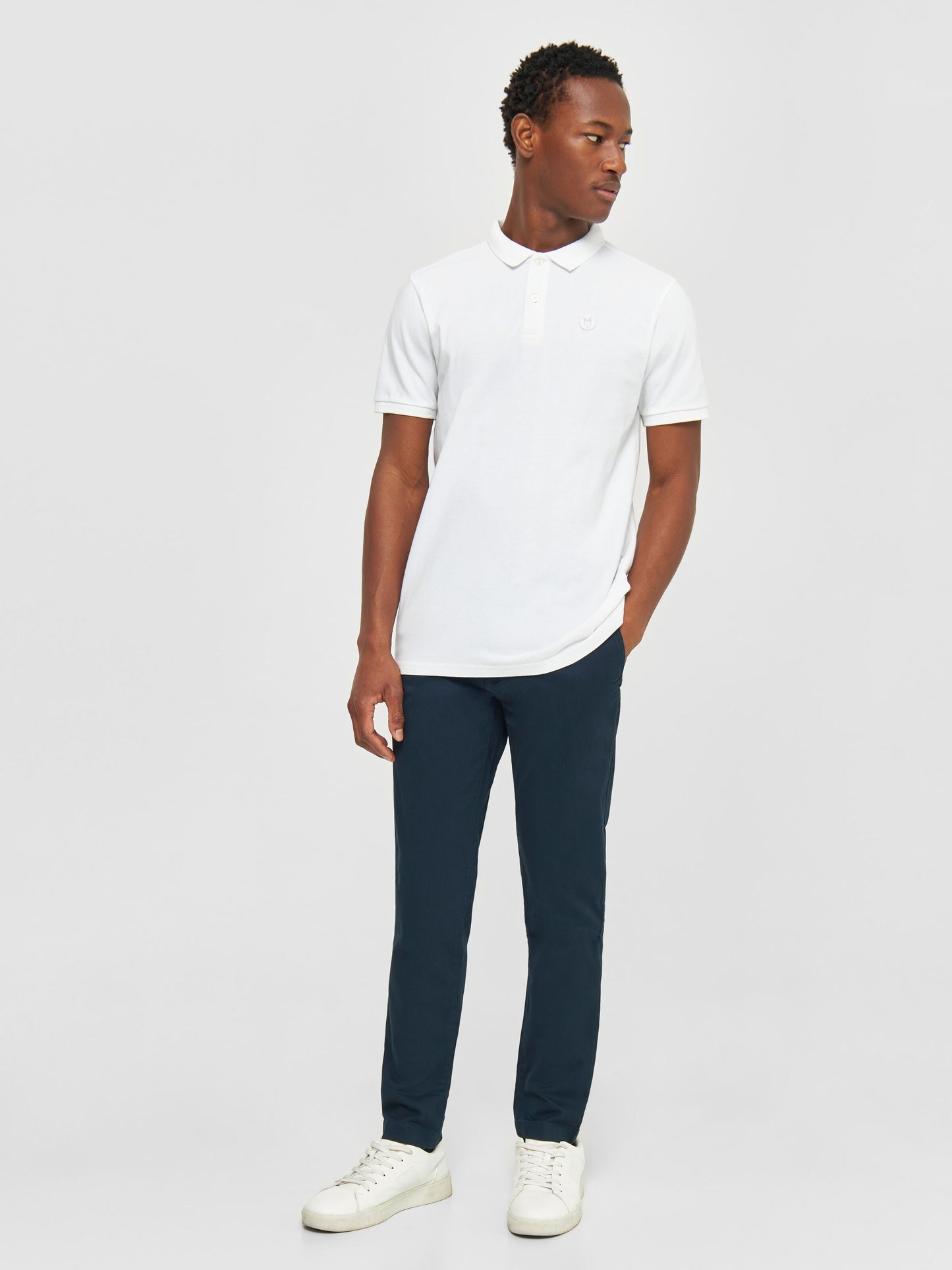 Chino en coton bio | marine "luca slim twill chino total eclipse"