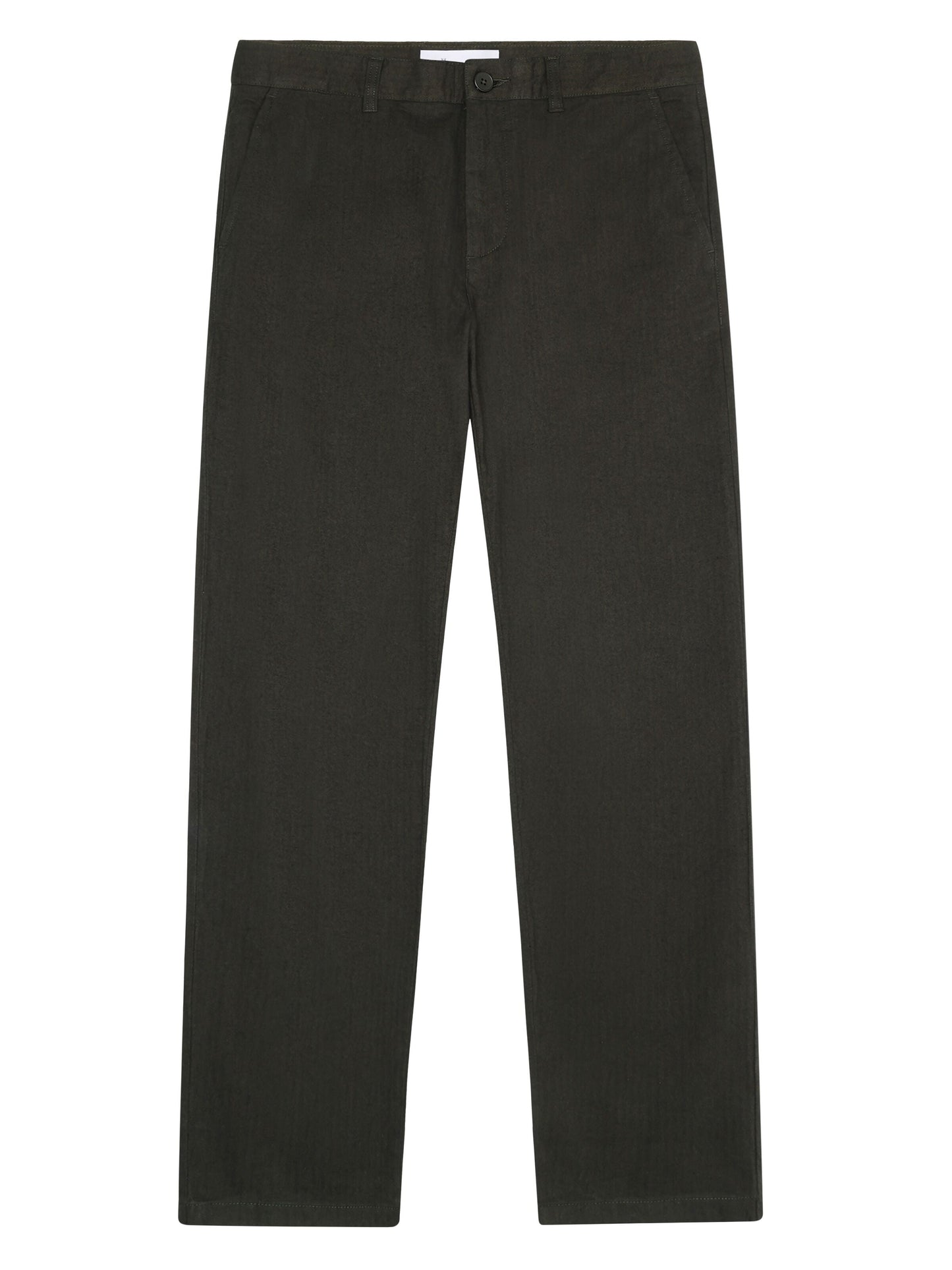 Pantalon flanelle droit en coton bio | vert "chuck regular flannel herringbone chinos forrest night"