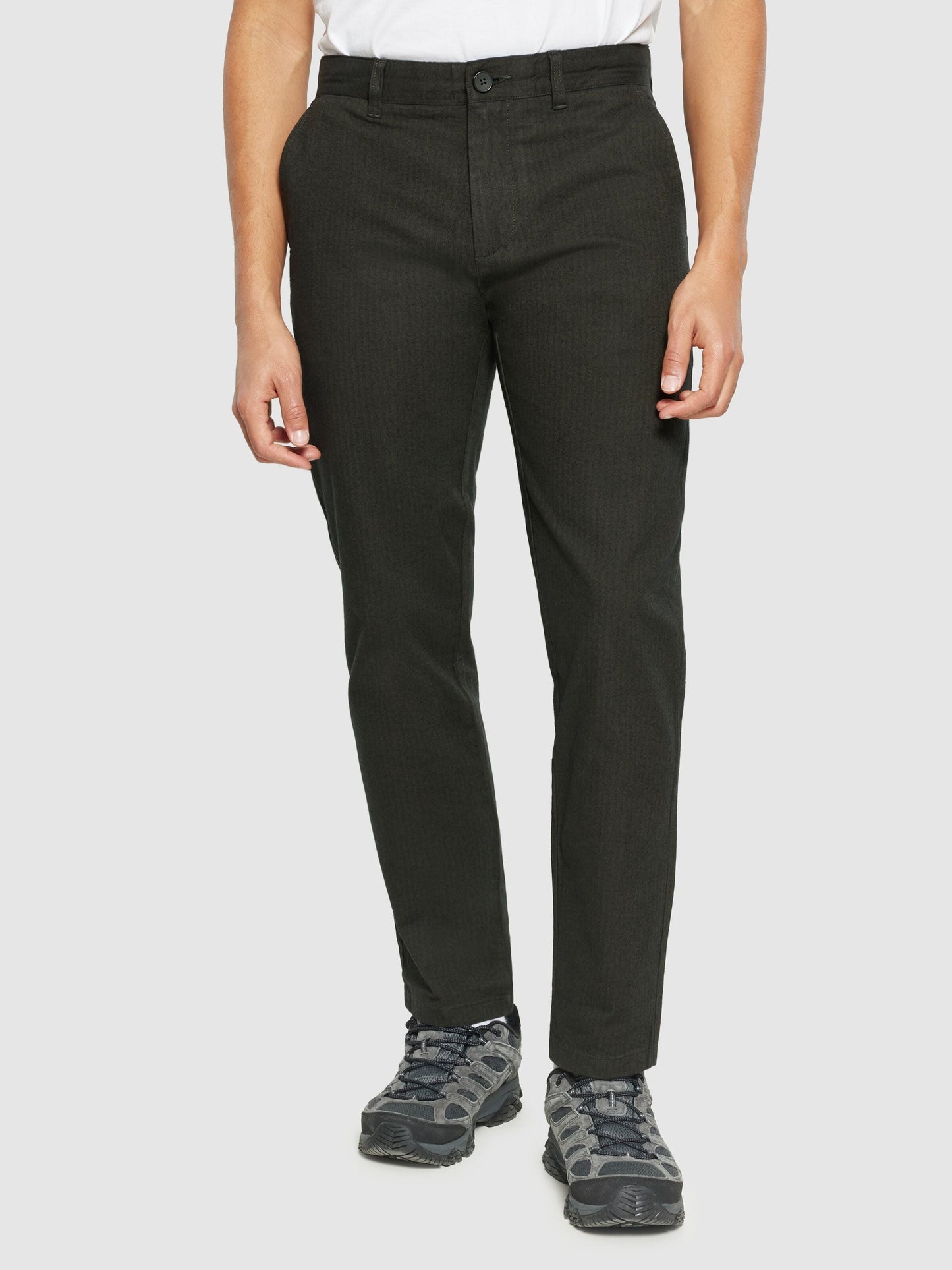 Pantalon flanelle droit en coton bio | vert "chuck regular flannel herringbone chinos forrest night"