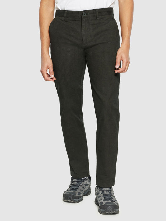 Pantalon flanelle droit en coton bio | vert "chuck regular flannel herringbone chinos forrest night"