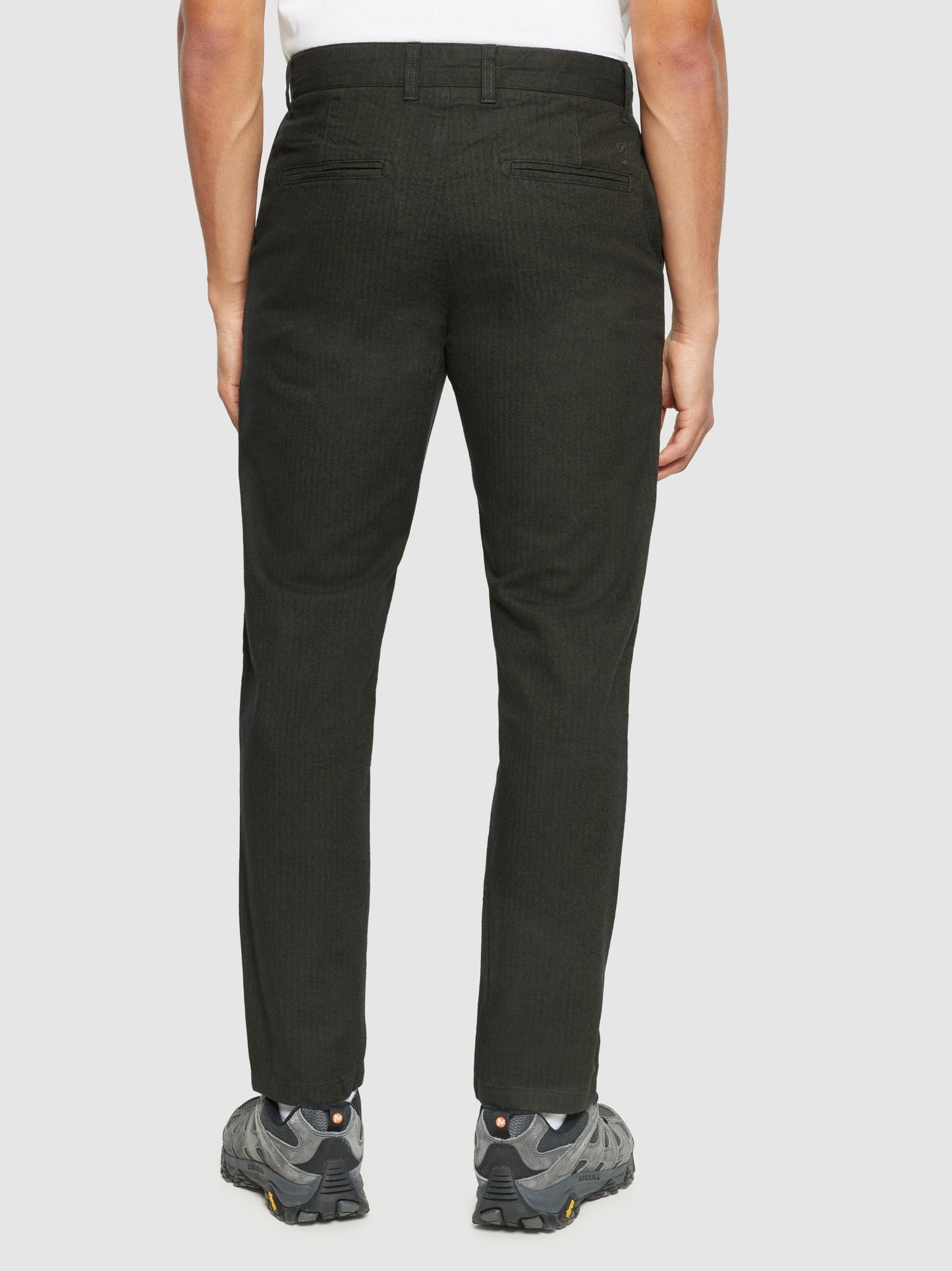 Pantalon flanelle droit en coton bio | vert "chuck regular flannel herringbone chinos forrest night"