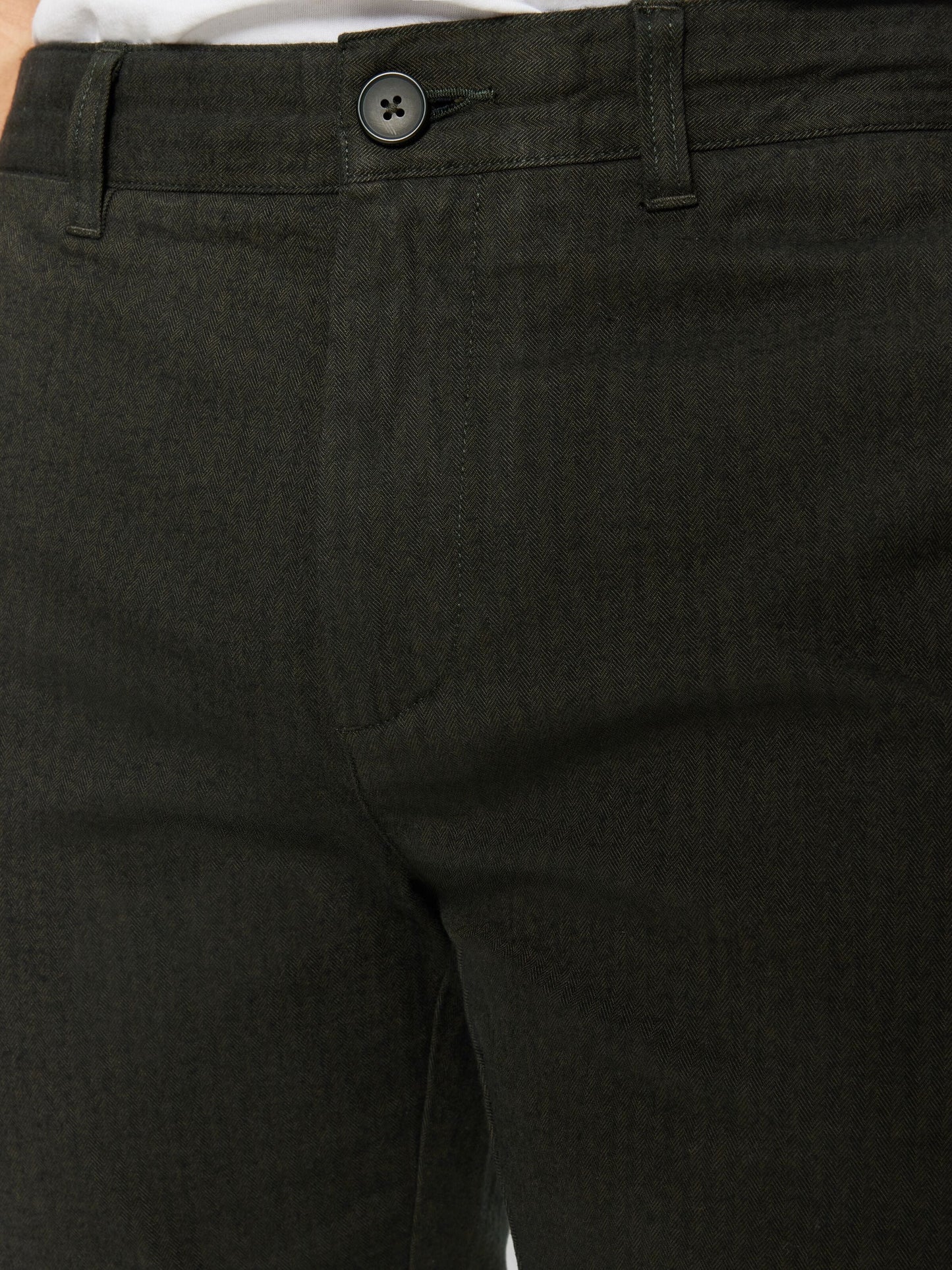 Pantalon flanelle droit en coton bio | vert "chuck regular flannel herringbone chinos forrest night"