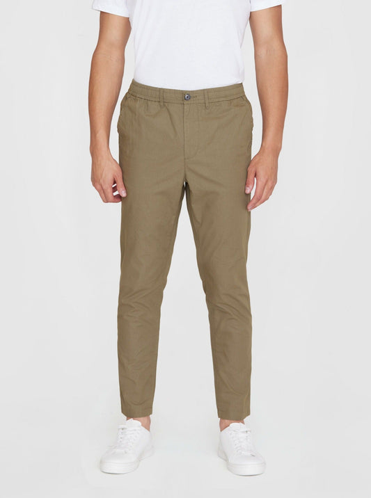 Pantalon droit en coton bio | Vert olive "tim tapered poplin burned olive"