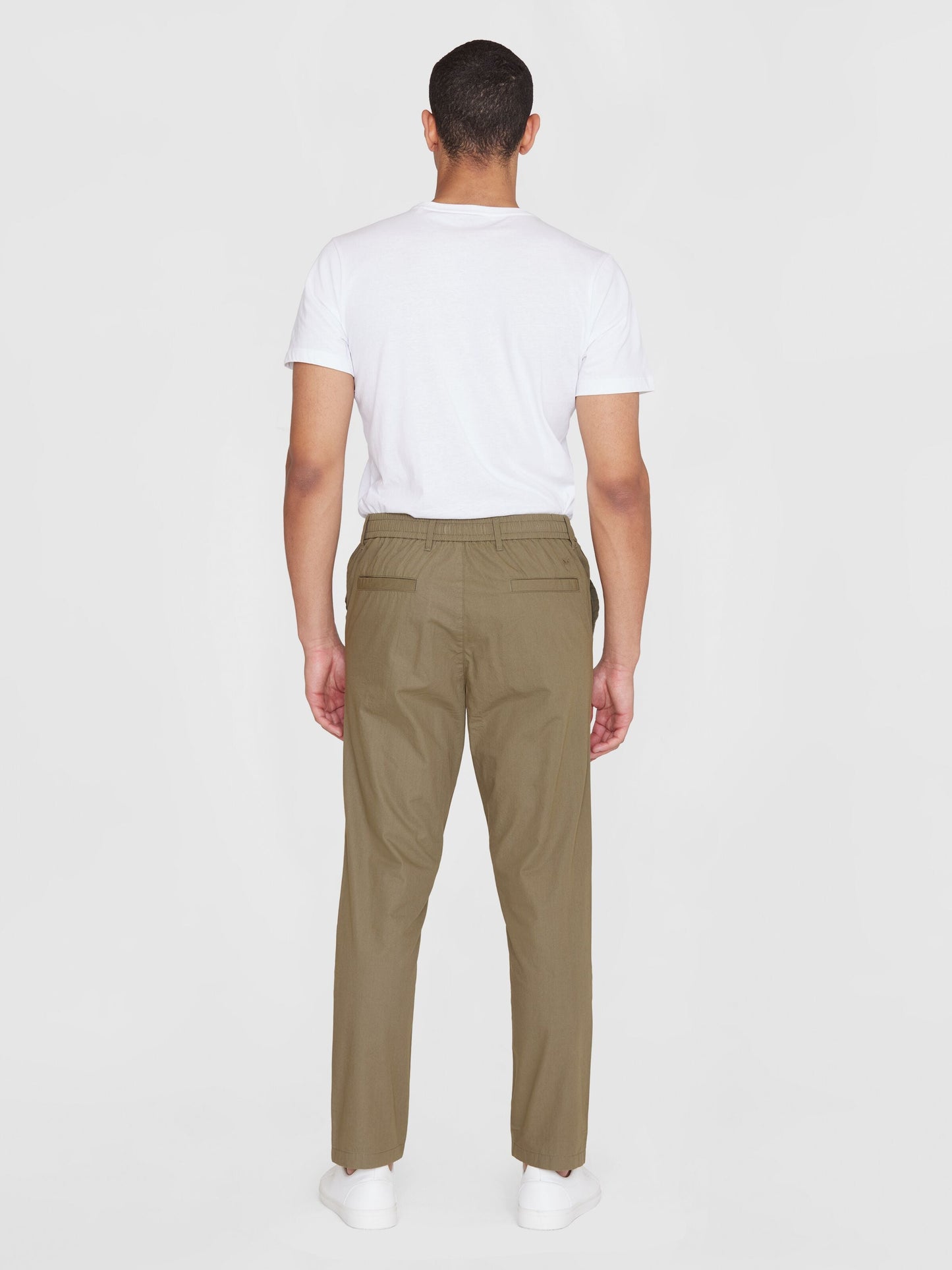 Pantalon droit en coton bio | Vert olive "tim tapered poplin burned olive"