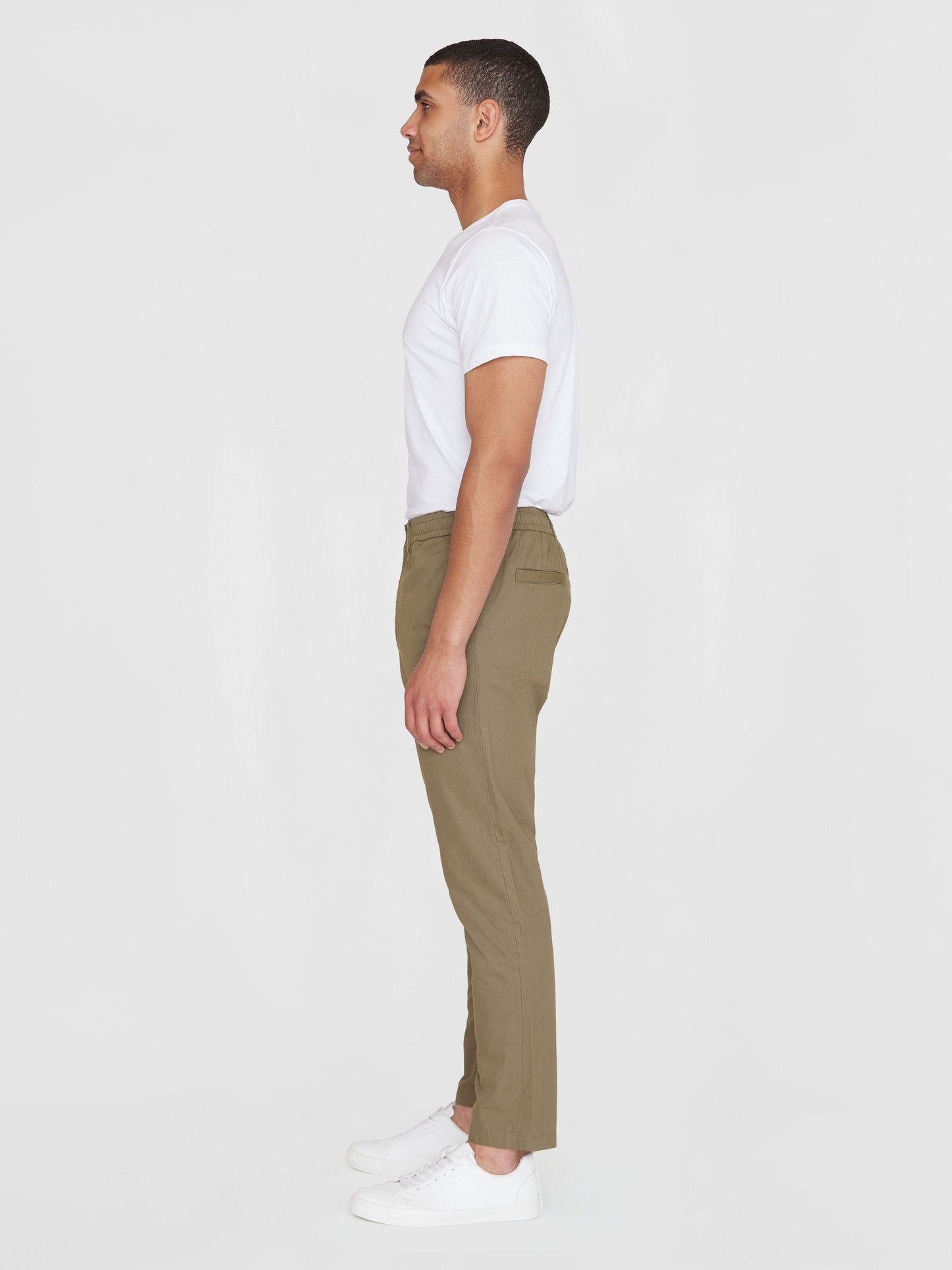 Pantalon droit en coton bio | Vert olive "tim tapered poplin burned olive"