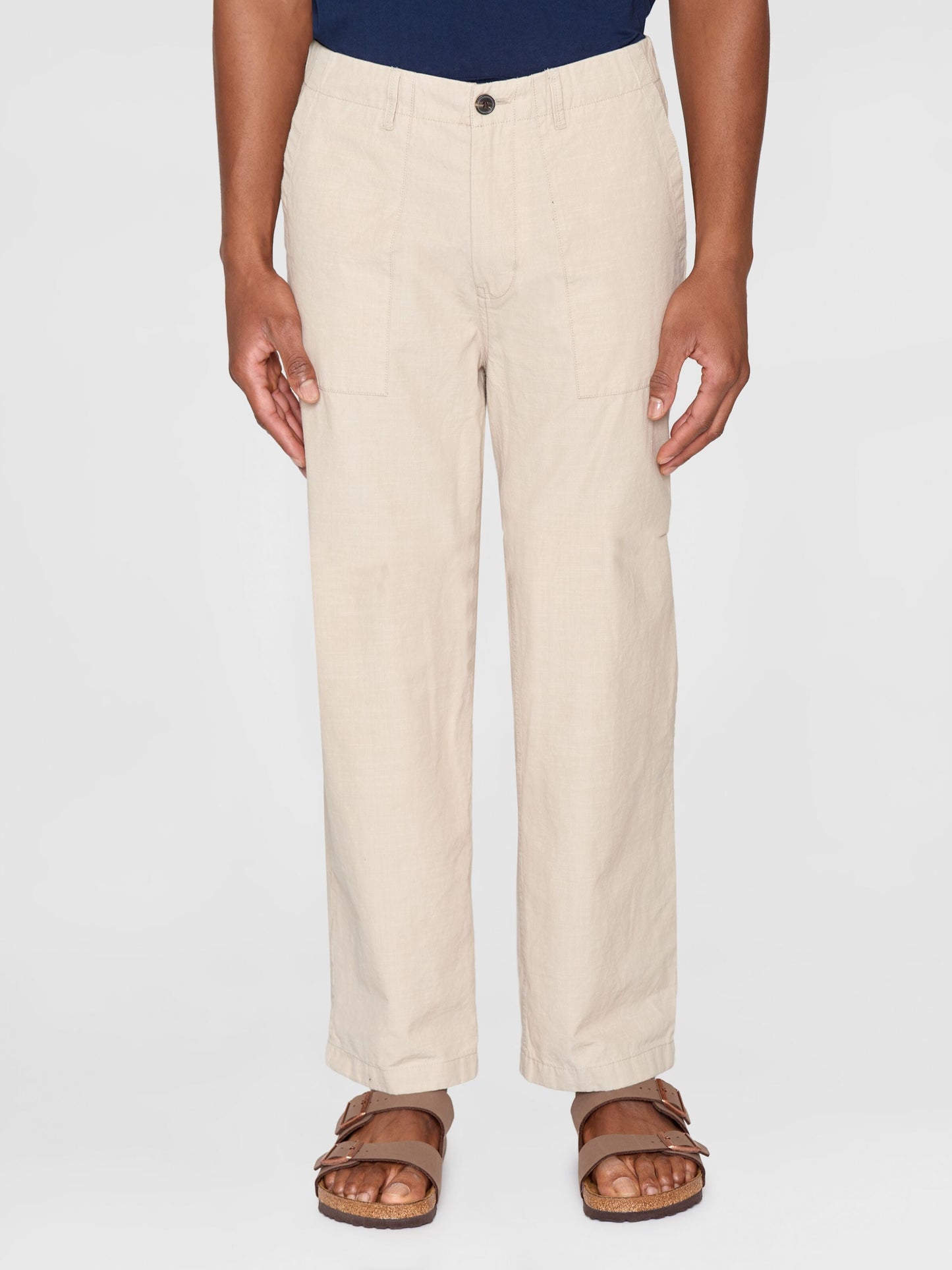 Pantalon ample en coton bio | écru "flint wide slub yarn pants light feather gray"