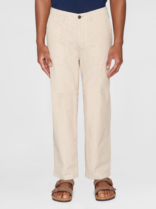 Pantalon ample en coton bio | écru "flint wide slub yarn pants light feather gray"