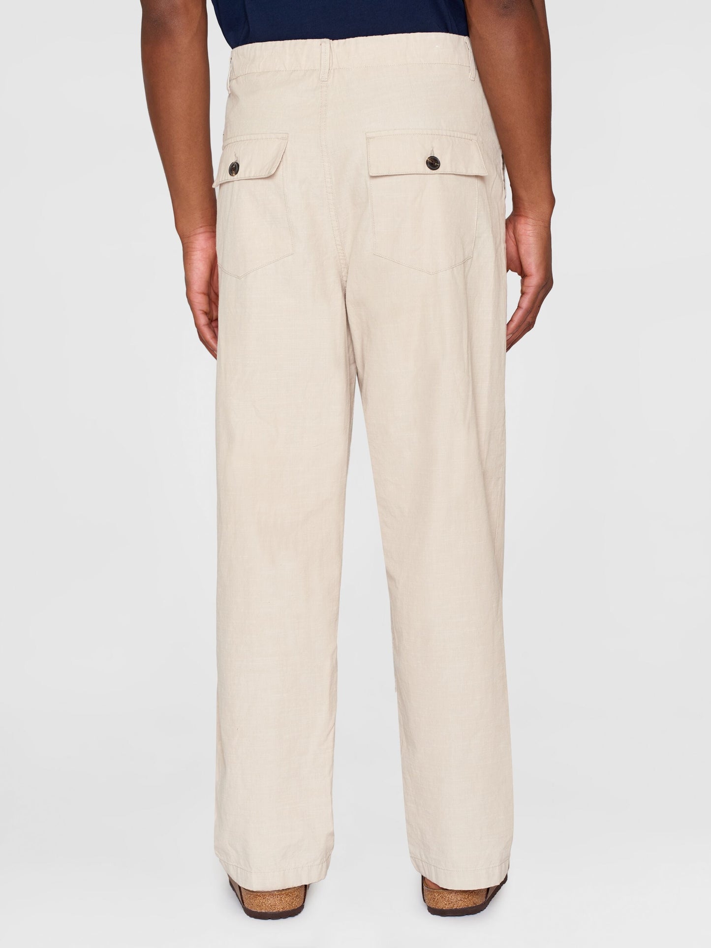 Pantalon ample en coton bio | écru "flint wide slub yarn pants light feather gray"