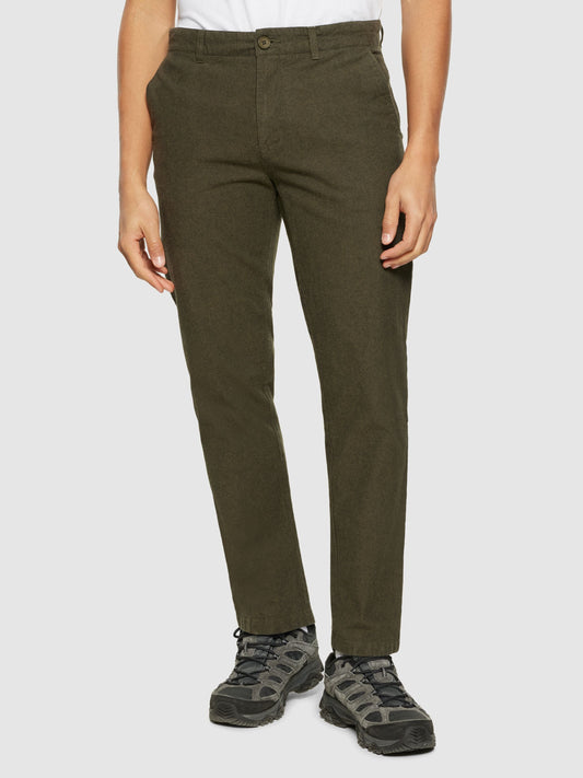 Pantalon droit en coton bio | kaki "chuck regular flannel chino pants dark olive"