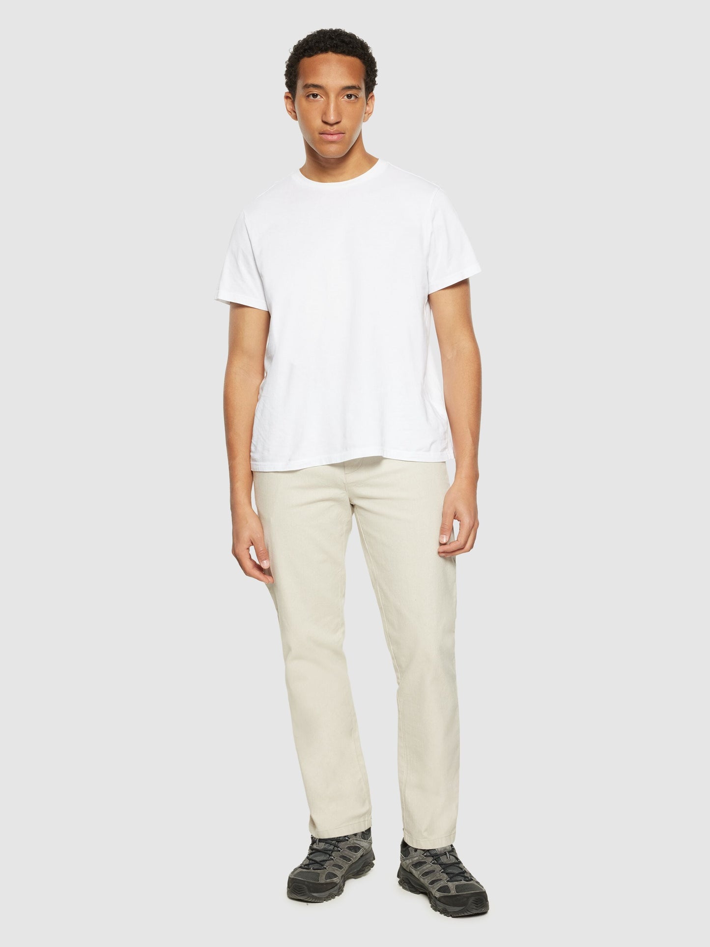 Pantalon droit en coton bio | beige "chuck regular flannel chino pants light feather gray"