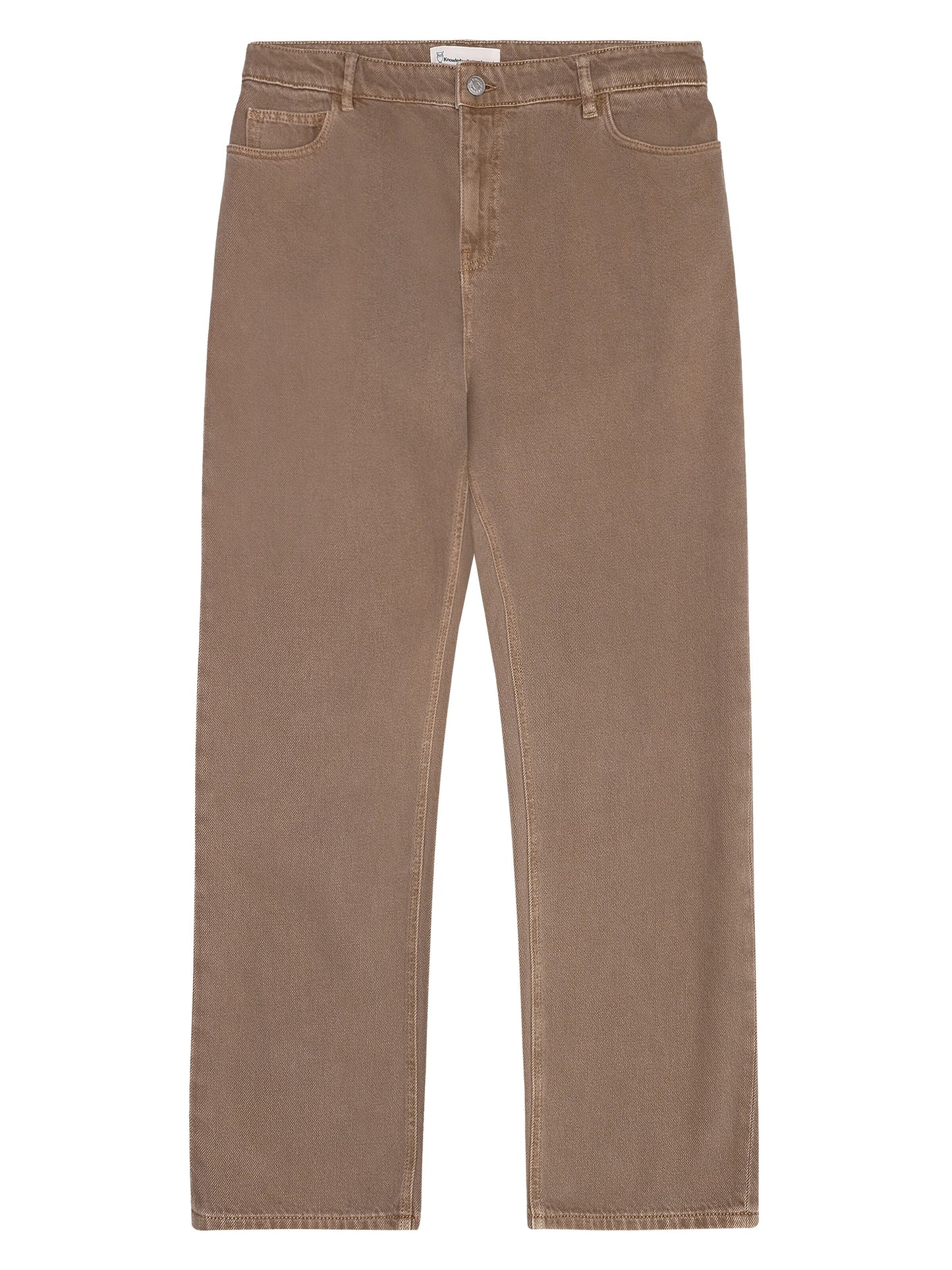 Pantalon denim droit en coton bio | marron "Flint 5-pocket twill pants tiramisu"