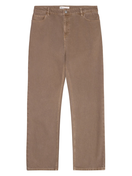 Pantalon denim droit en coton bio | marron "Flint 5-pocket twill pants tiramisu"