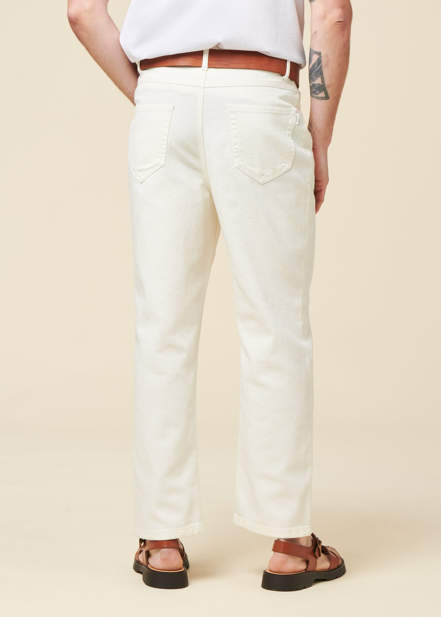 Pantalon denim  droit en coton bio | blanc "Flint 5-pocket twill pants egret"