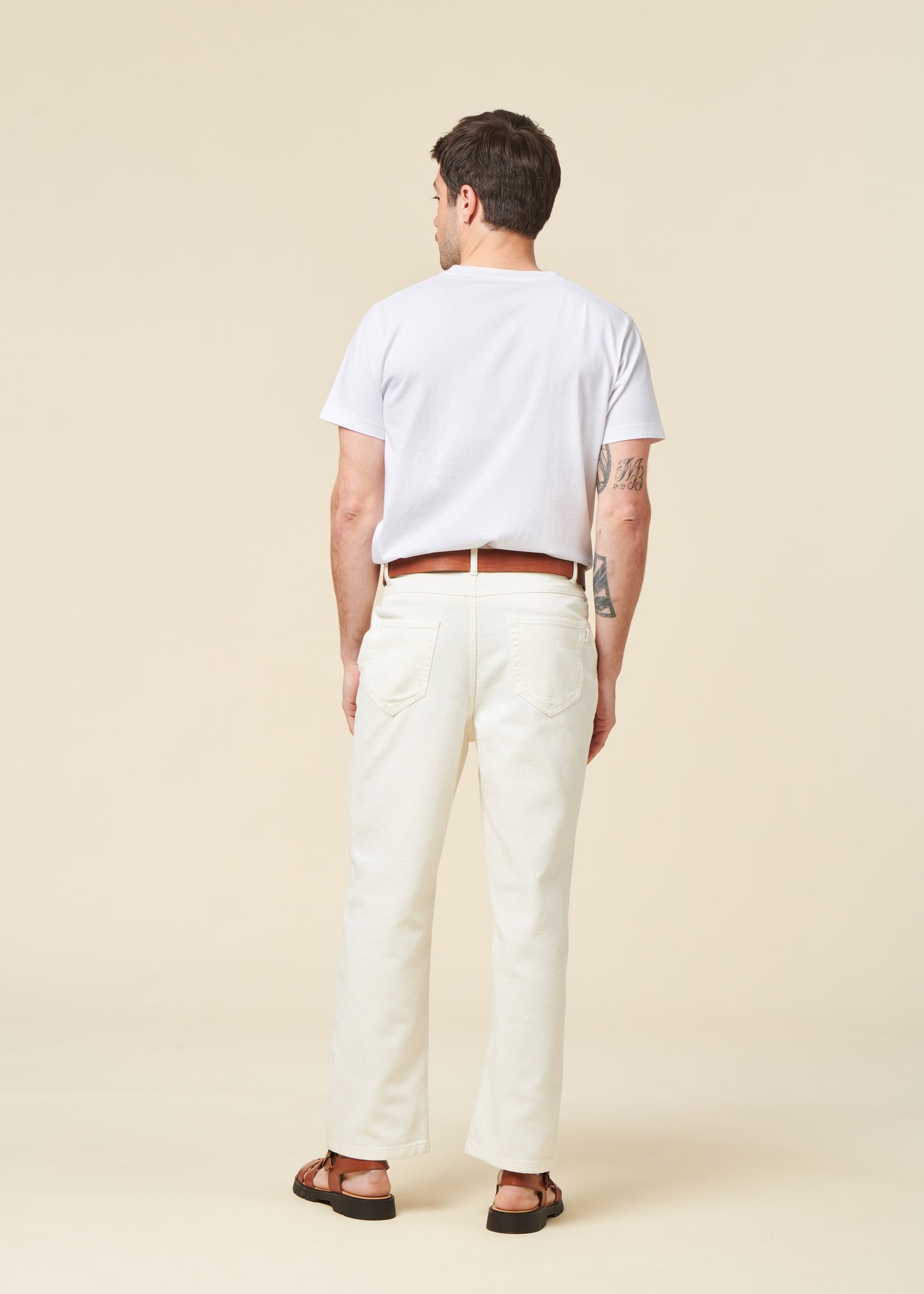 Pantalon denim  droit en coton bio | blanc "Flint 5-pocket twill pants egret"