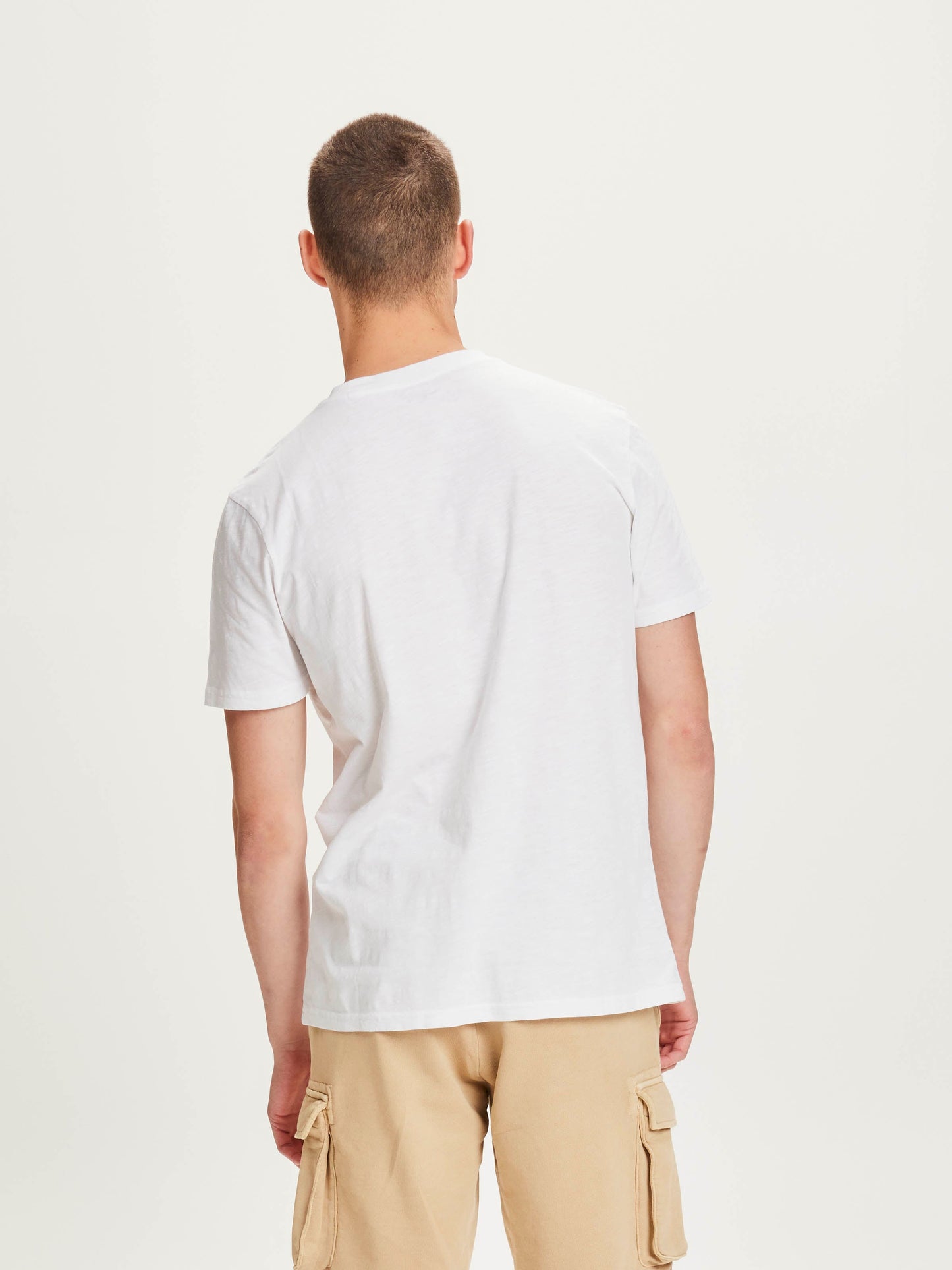 T-shirt blanc brodé palmiers en coton bio - alder slub bright white