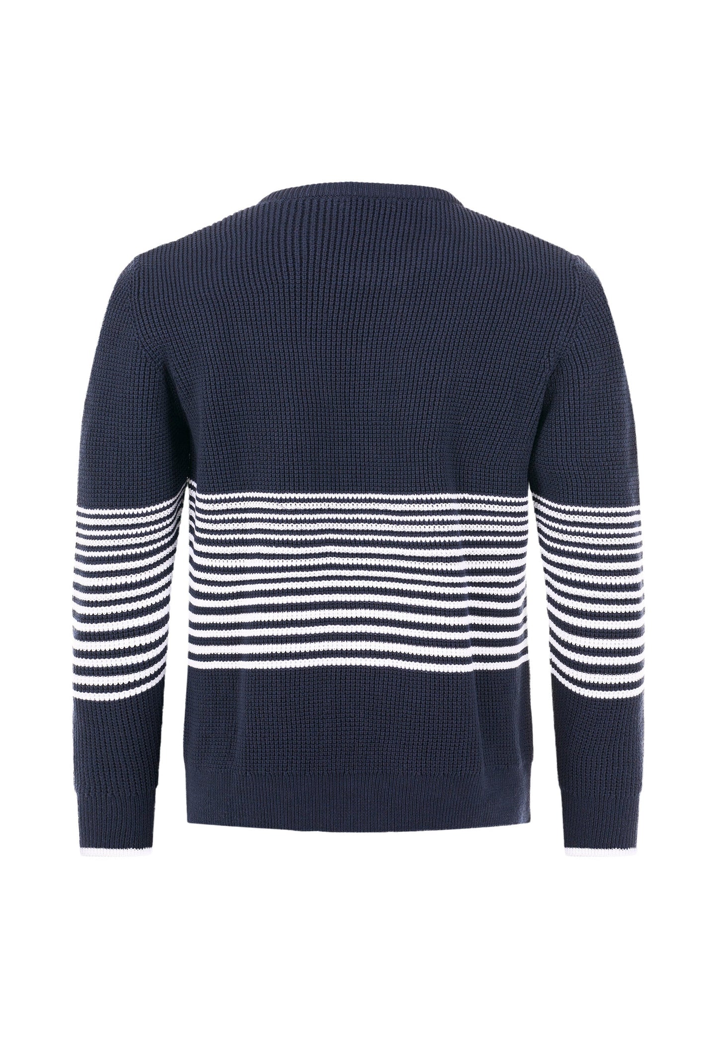 Pull marine à rayures blanches en coton bio - classic waffle striped total eclipse