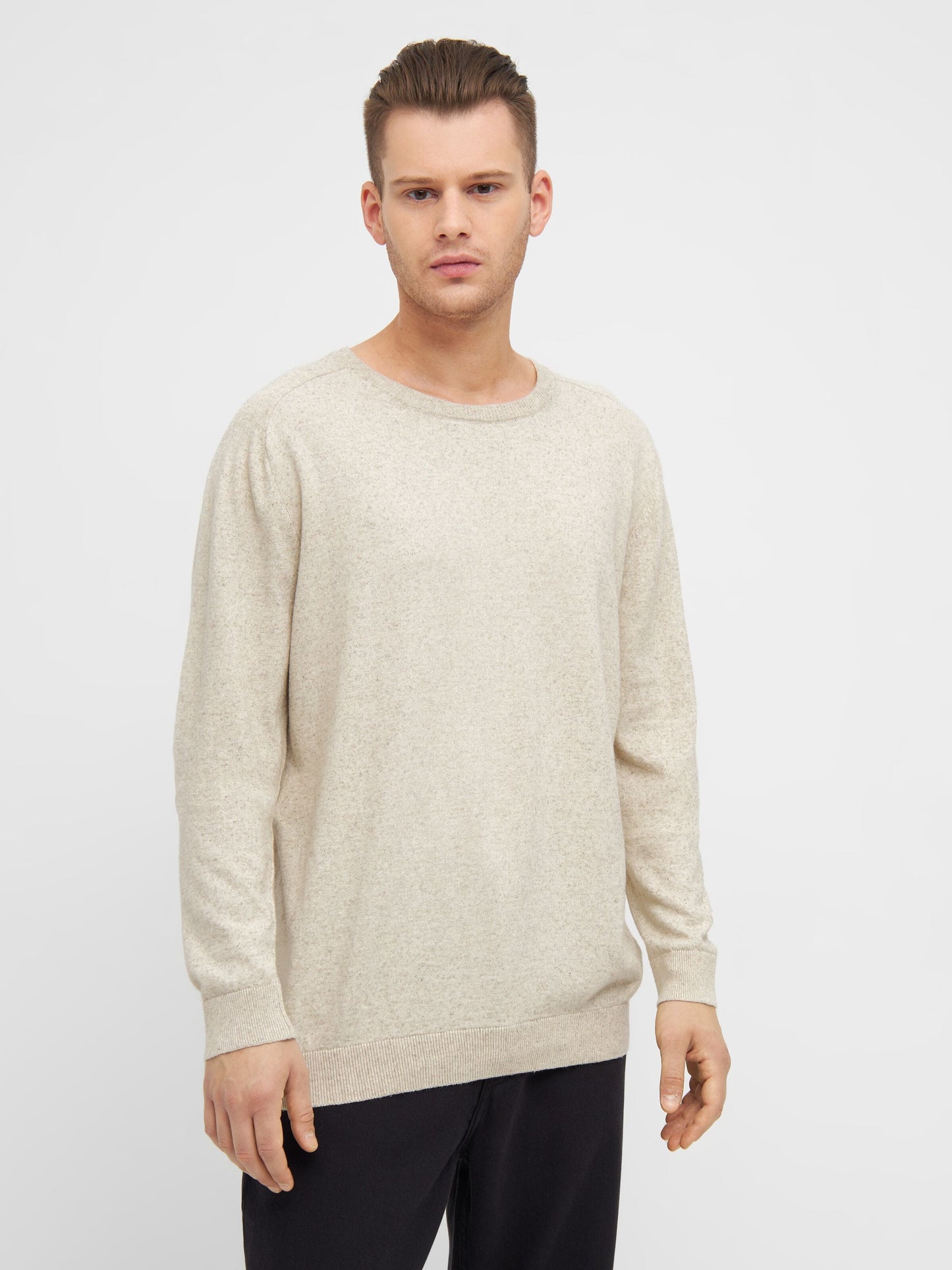 Pull en chanvre et coton bio | Beige "cotton hemp knit light feather gray"
