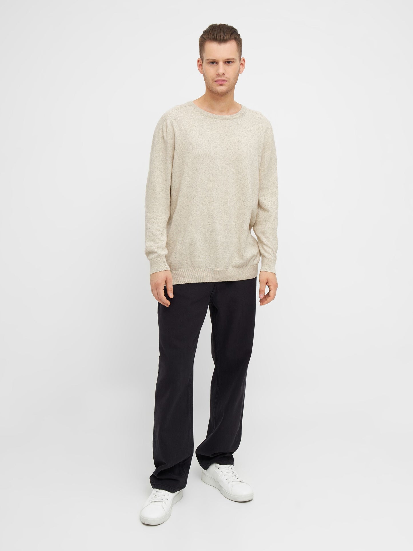 Pull en chanvre et coton bio | Beige "cotton hemp knit light feather gray"