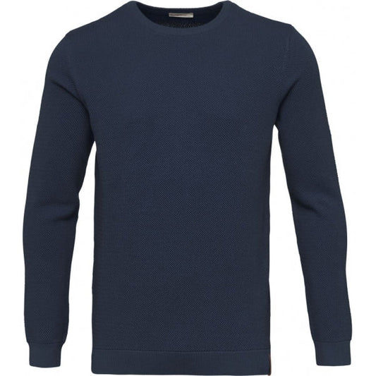 Pull col rond marine en coton piqué bio - pique crew neck knit total eclipse