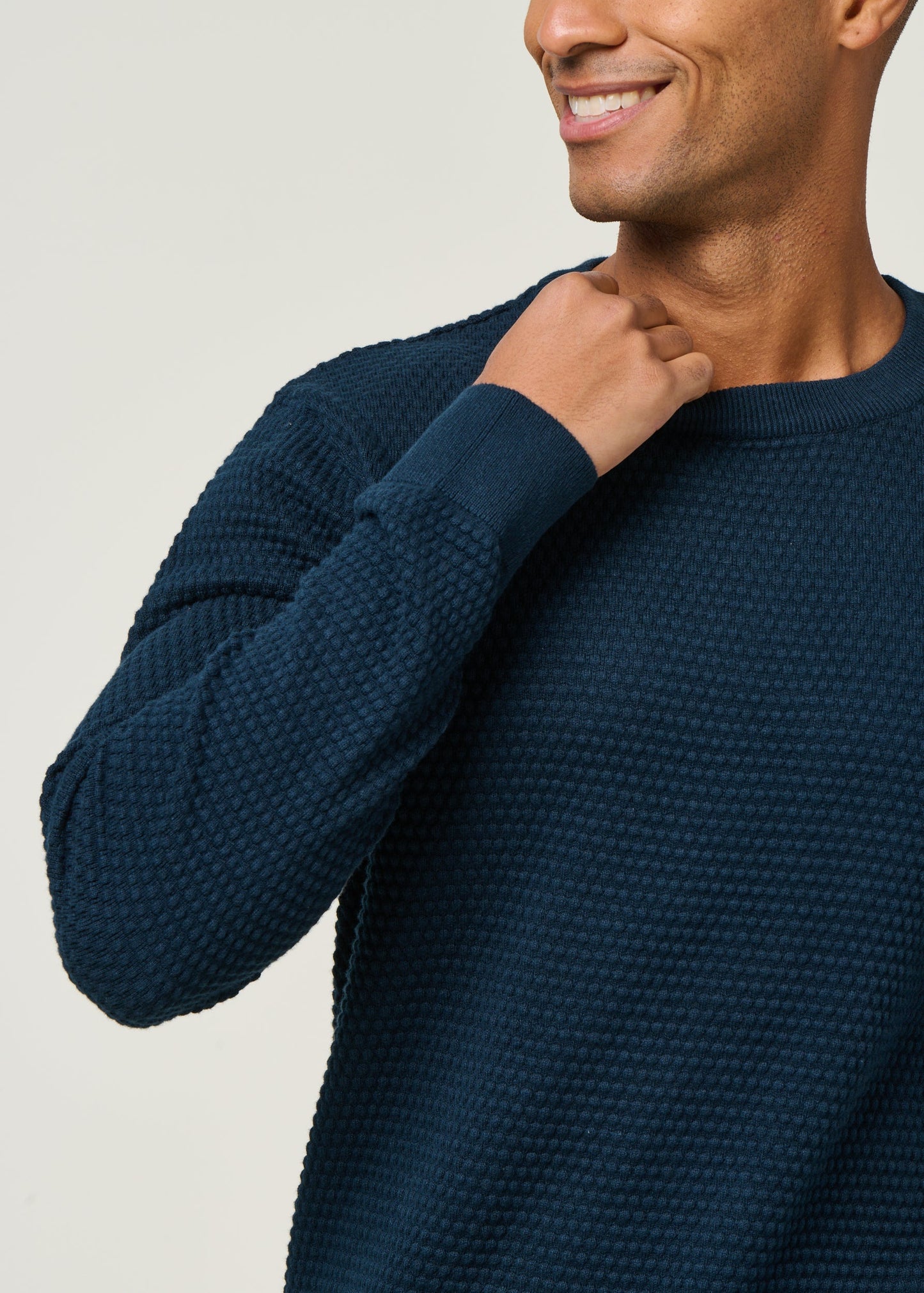 Pull en coton bio | marine "vagn regular bubble knit crew neck total eclipse"