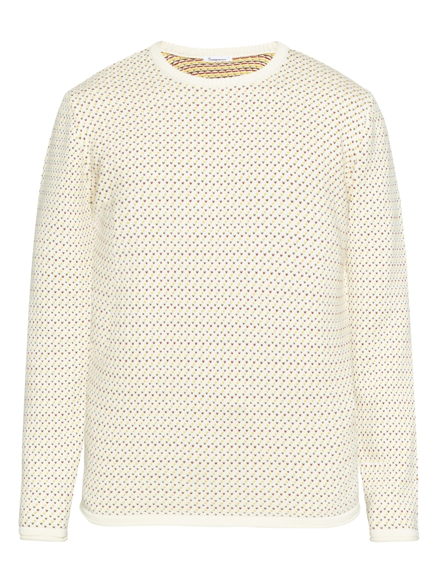 Pull en coton biologique | blanc "jacquard crew neck knit - 9920 white"