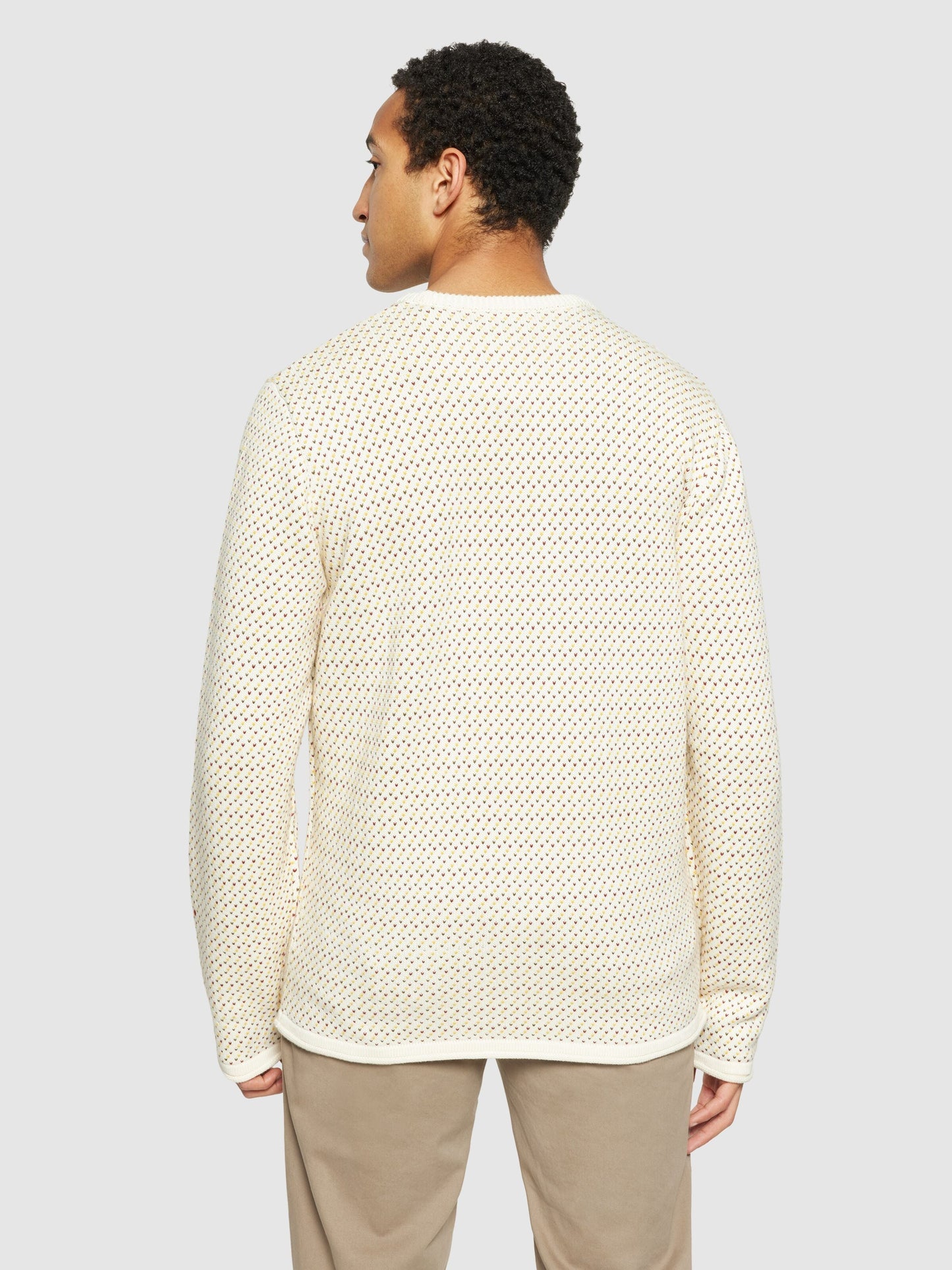 Pull en coton biologique | blanc "jacquard crew neck knit - 9920 white"