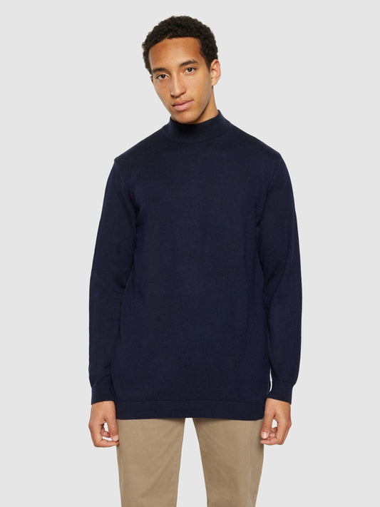 Pull col montant en laine mérinos | marine "merino mock neck total eclipse"