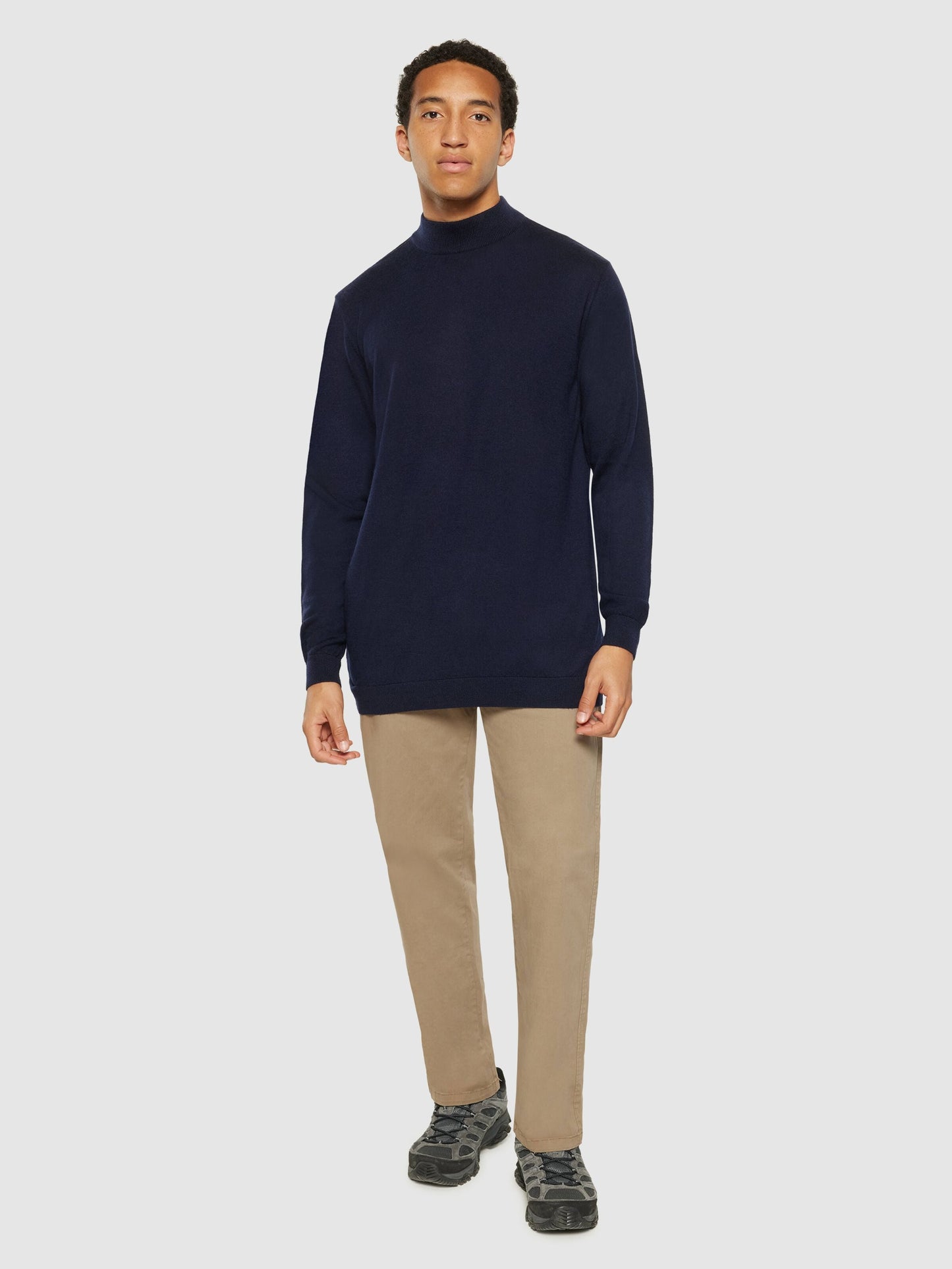 Pull col montant en laine mérinos | marine "merino mock neck total eclipse"