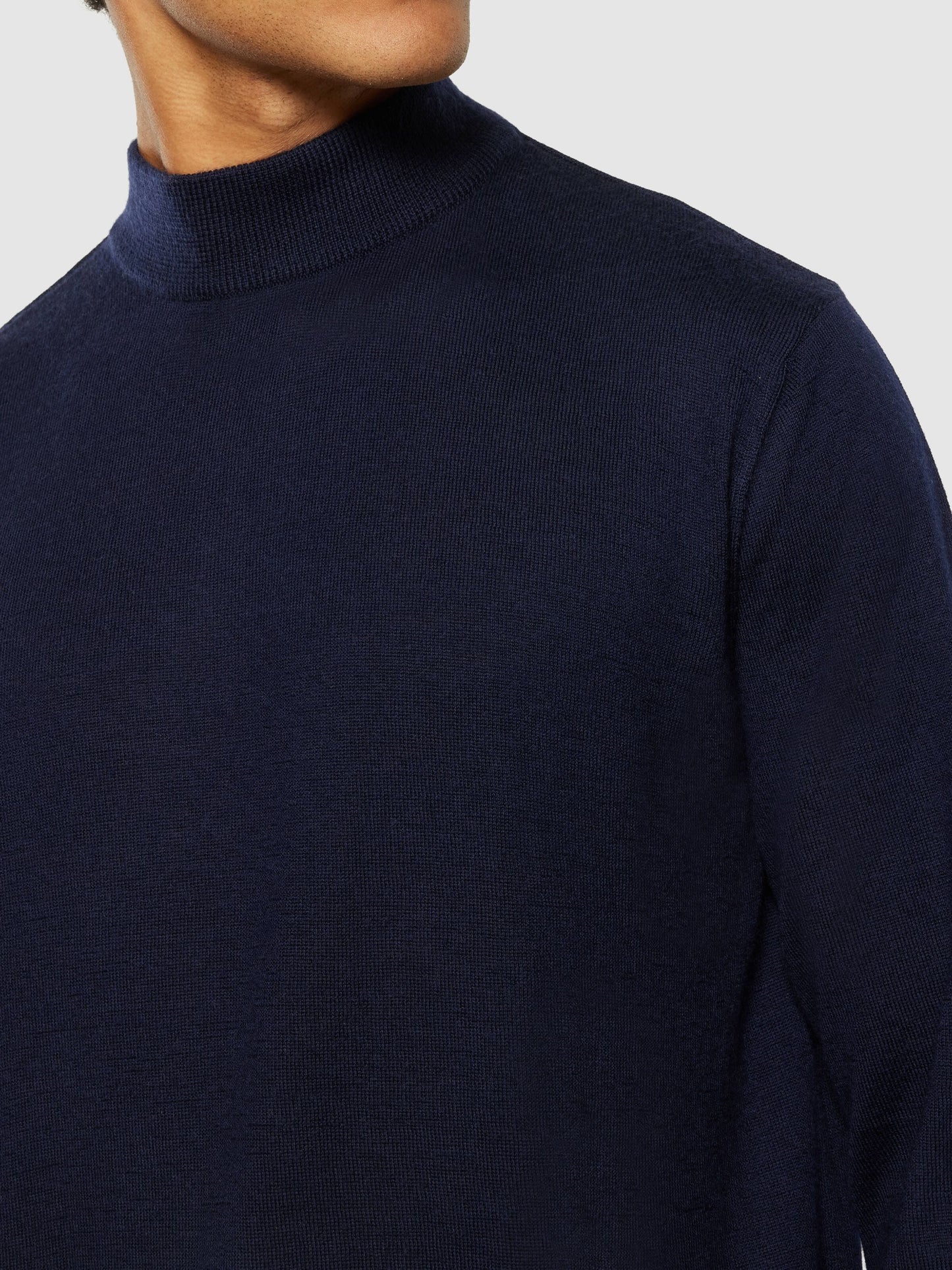 Pull col montant en laine mérinos | marine "merino mock neck total eclipse"