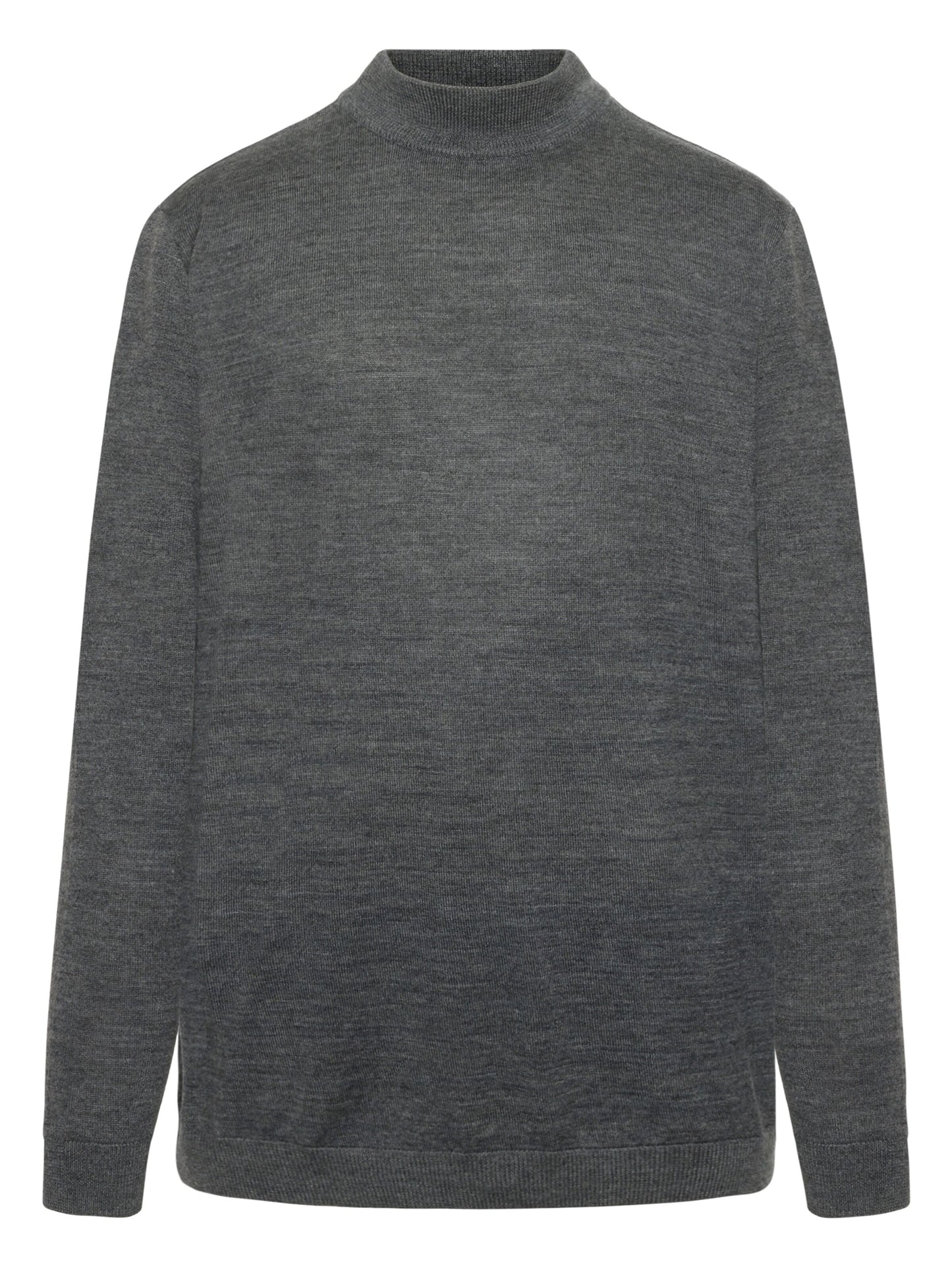 Pull col montant en laine mérinos certifiée | gris foncé "merino mock neck dark grey melange"