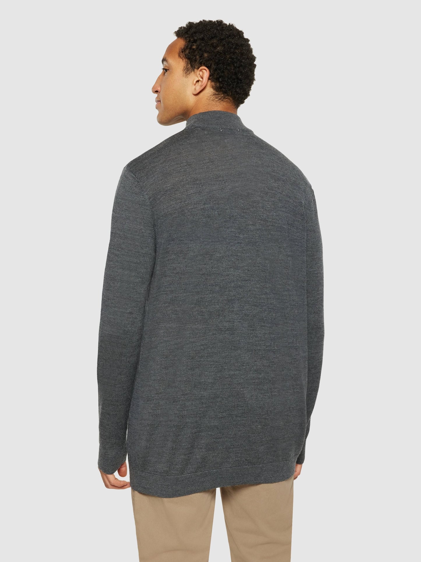 Pull col montant en laine mérinos certifiée | gris foncé "merino mock neck dark grey melange"