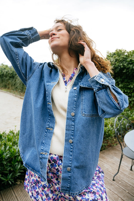 Chemise en jean en coton recyclé - taale medium slate