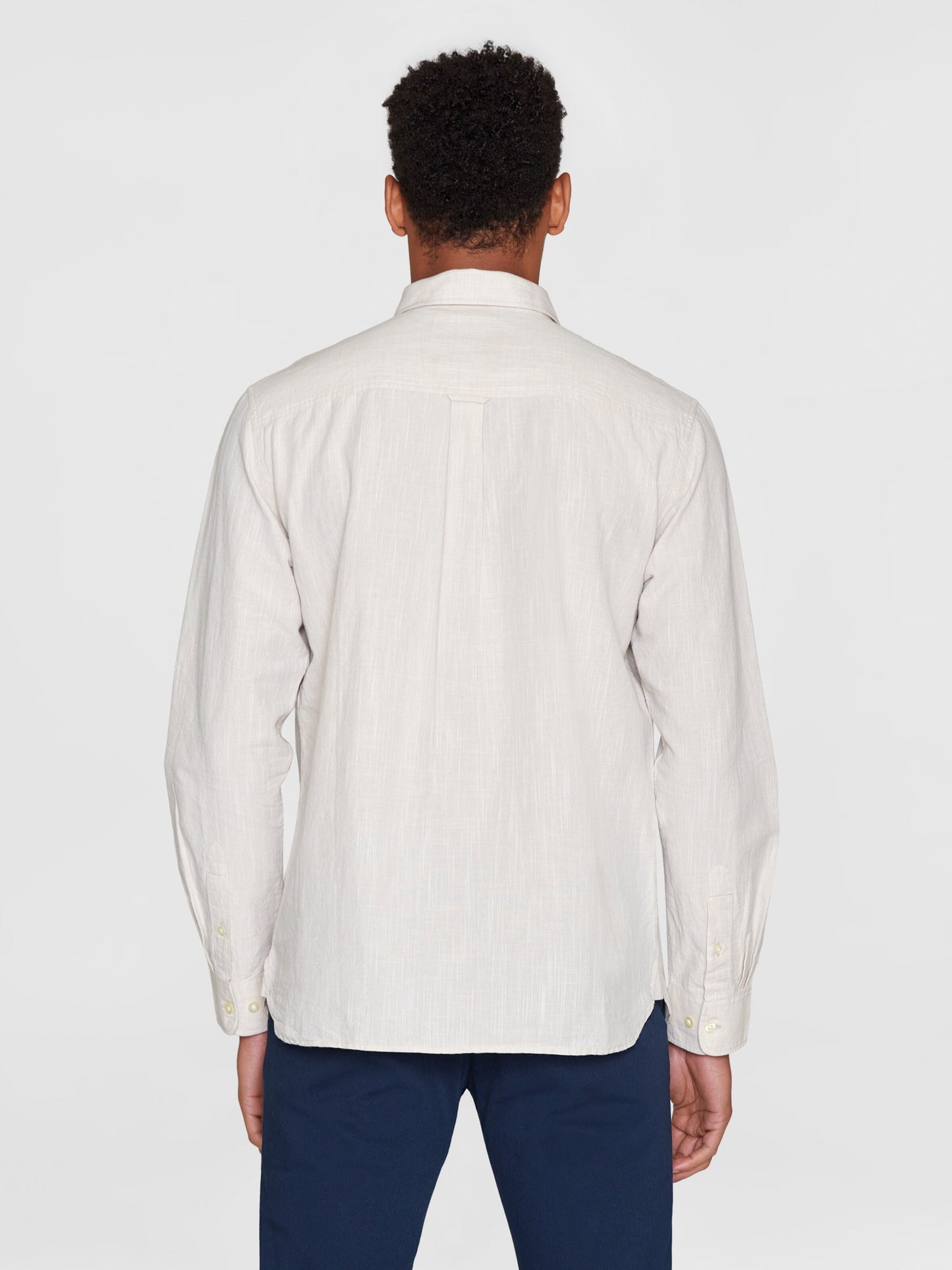 Chemise en coton et lin bio | Beige "regular linen shirt light feather gray"