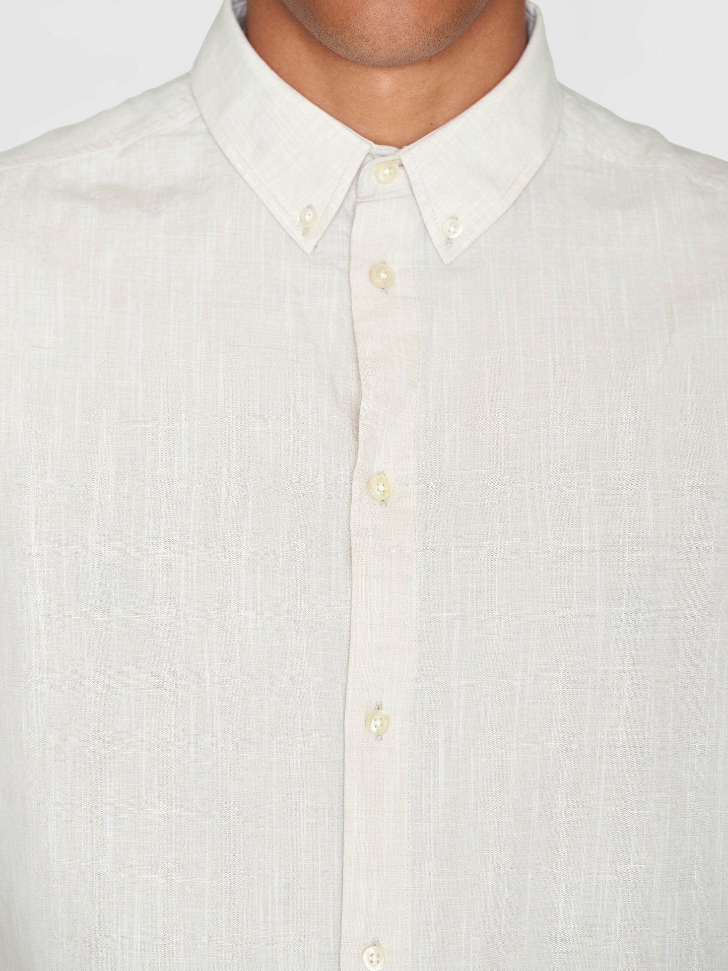Chemise en coton et lin bio | Beige "regular linen shirt light feather gray"