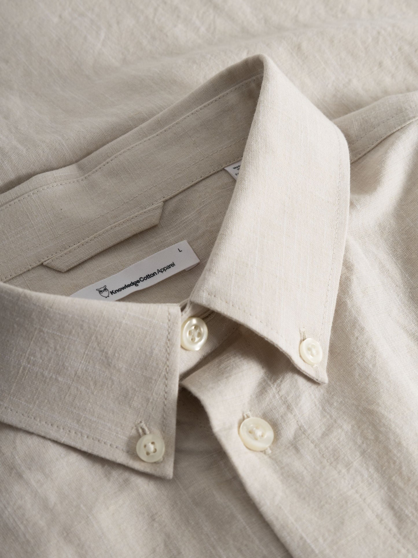 Chemise en coton et lin bio | Beige "regular linen shirt light feather gray"