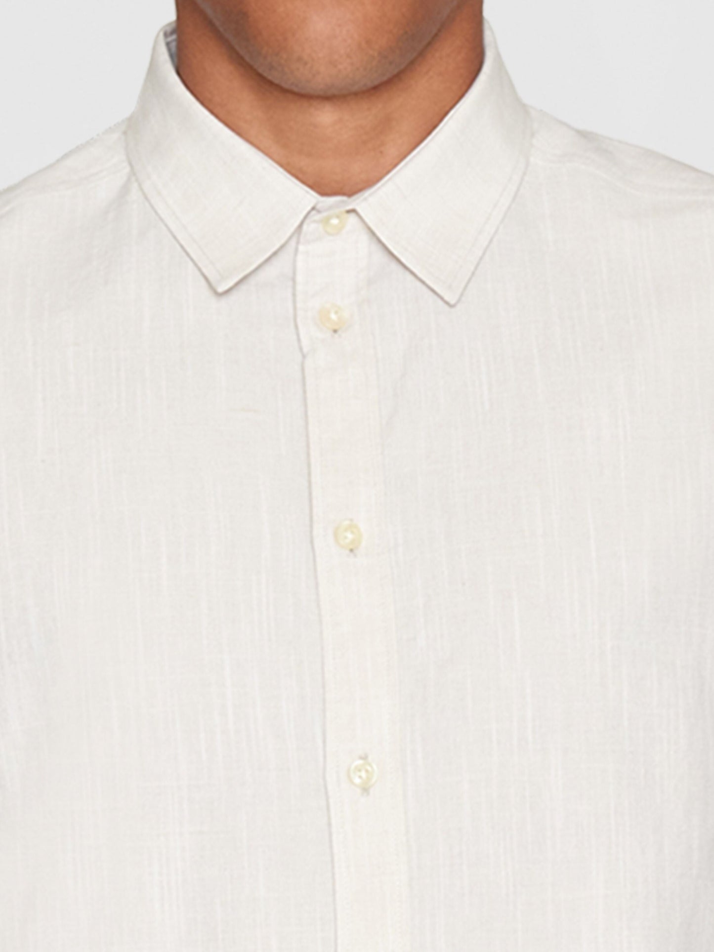 Chemisette en coton et lin bio | Beige chiné "regular linen short sleeve light feather gray"