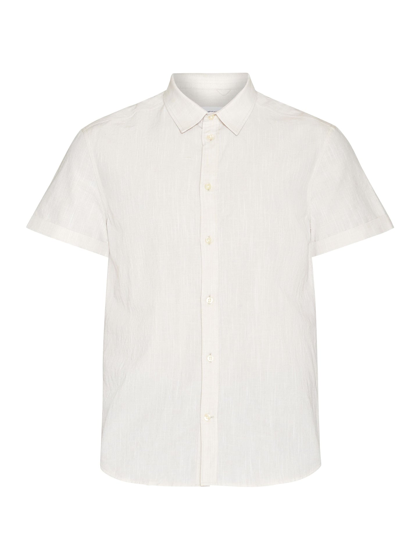 Chemisette en coton et lin bio | Beige chiné "regular linen short sleeve light feather gray"