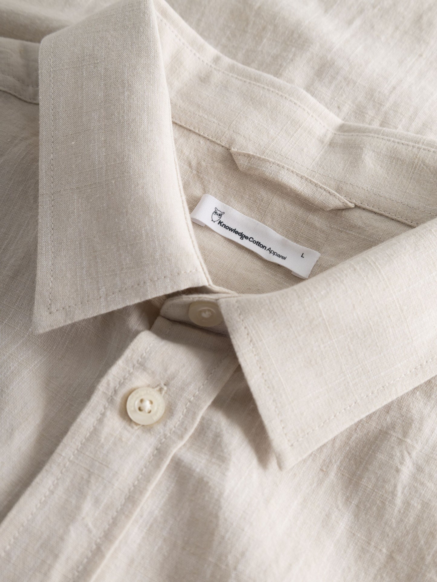 Chemisette en coton et lin bio | Beige chiné "regular linen short sleeve light feather gray"